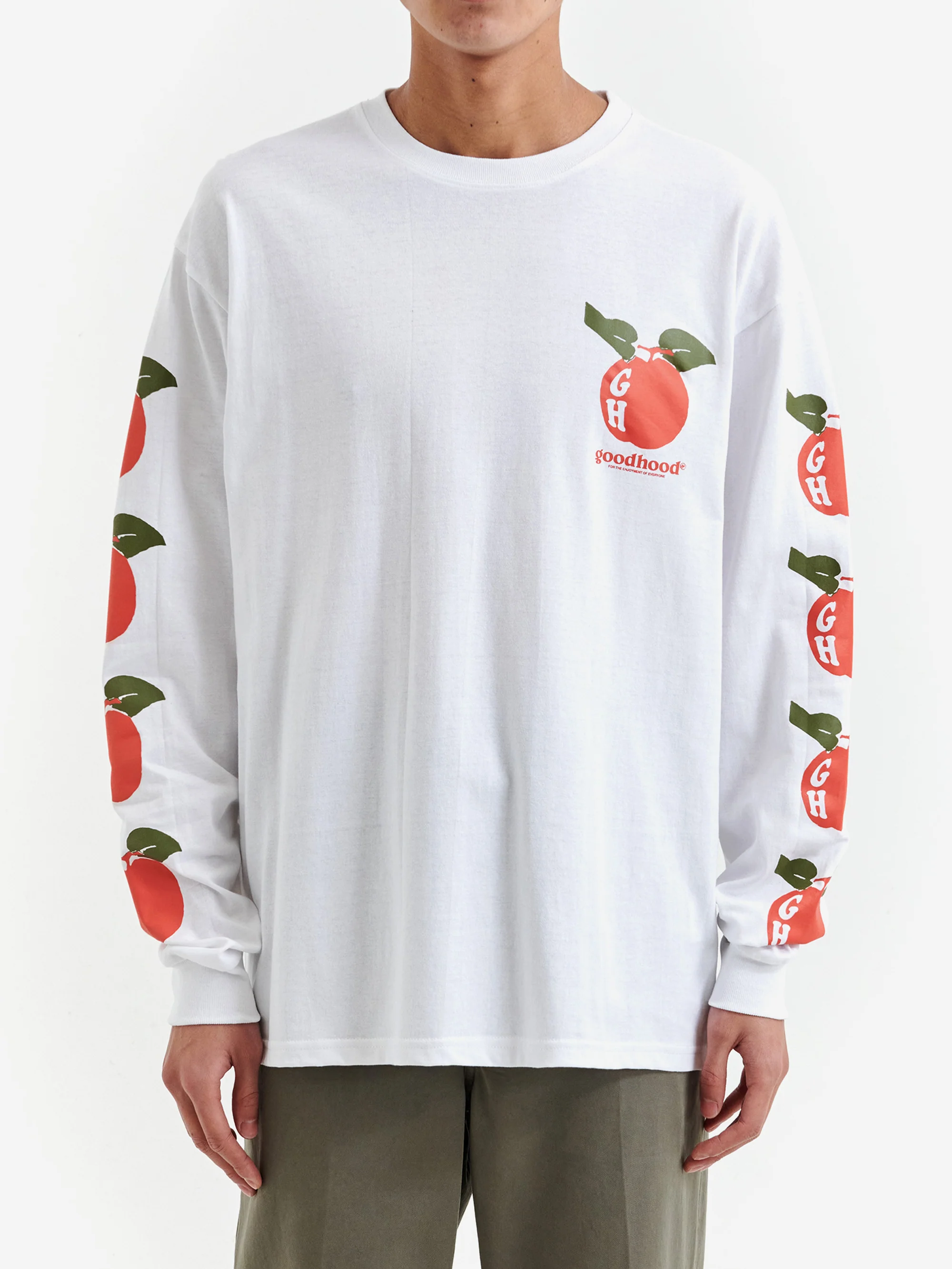 Goodhood Worldwide Apple Longsleeve T-Shirt - White - Image 2