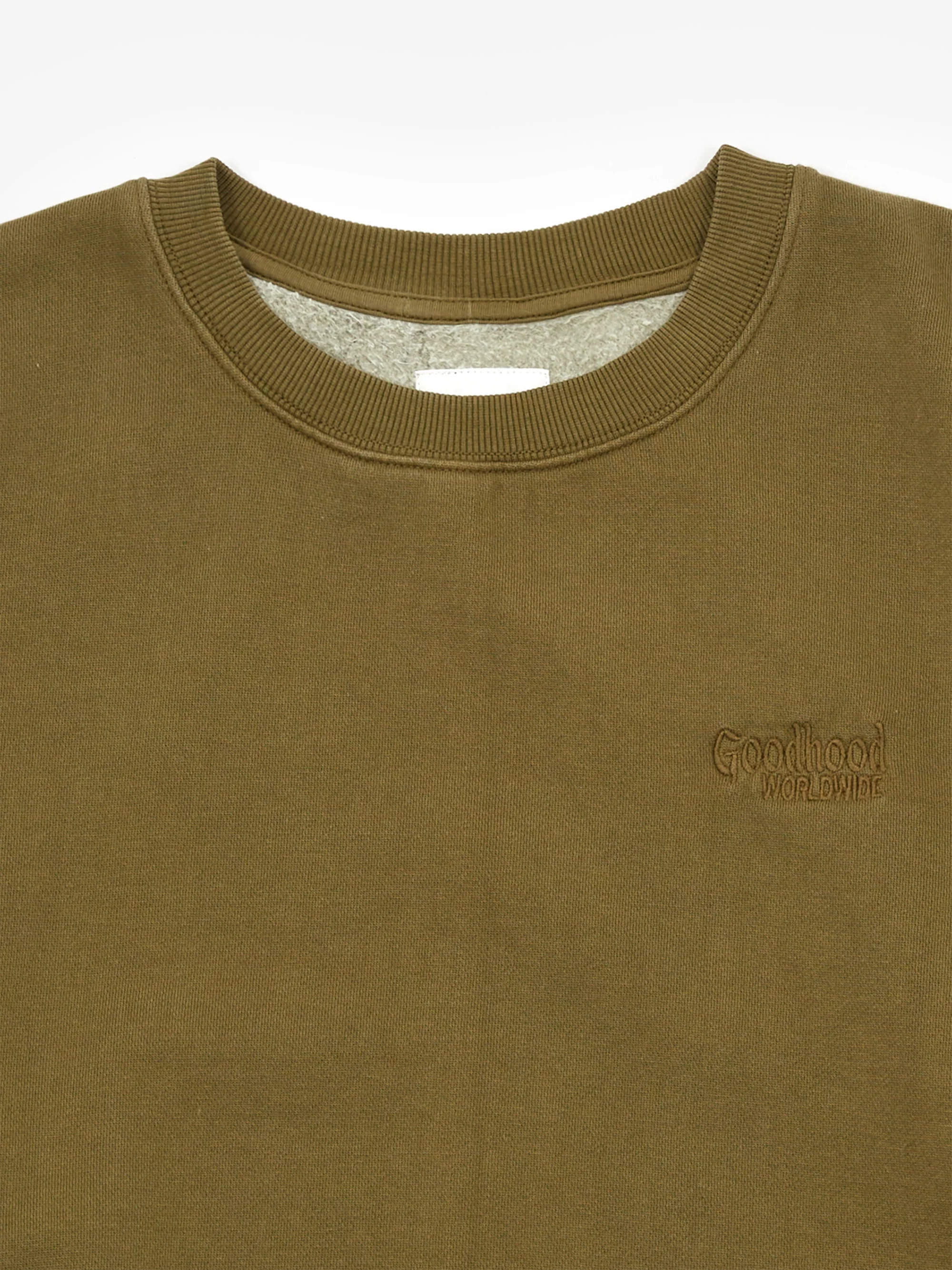 Goodhood Worldwide Basic Crew Sweat - Olive - Image 3