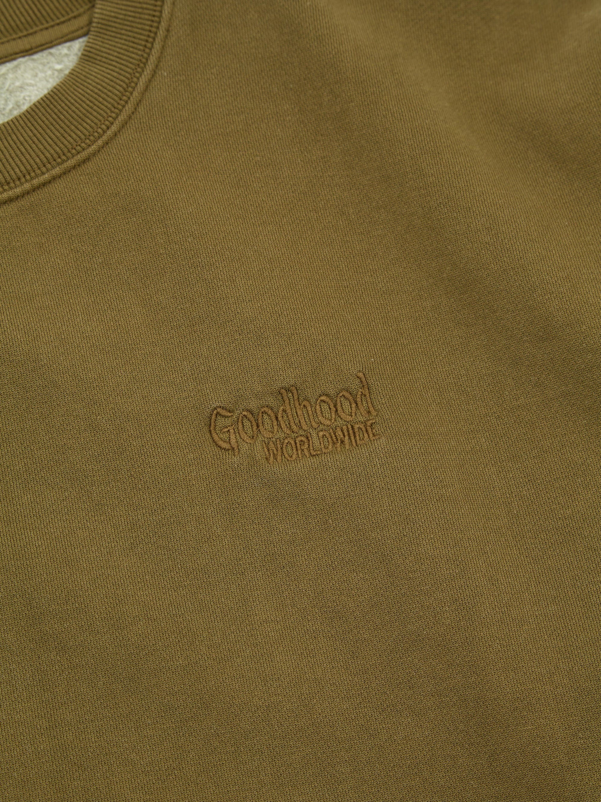 Goodhood Worldwide Basic Crew Sweat - Olive - Image 4