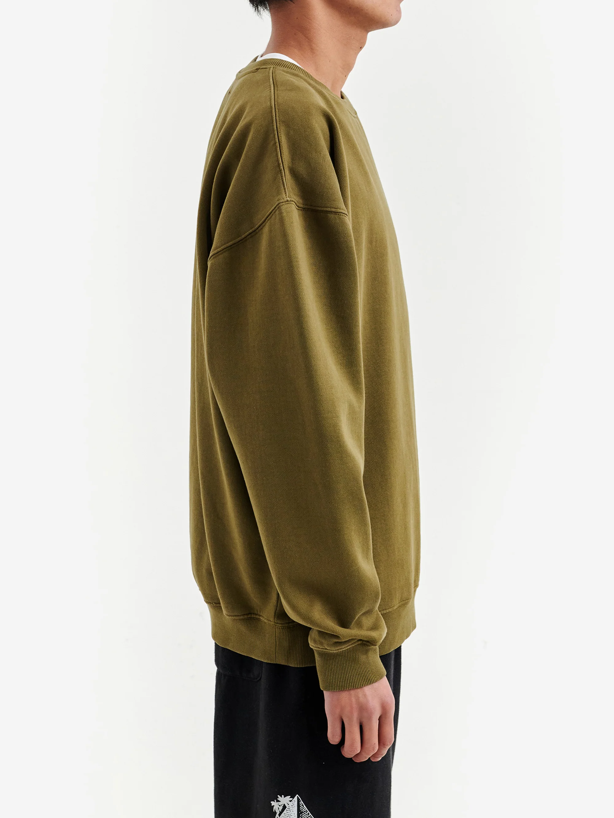 Goodhood Worldwide Basic Crew Sweat - Olive - Image 7