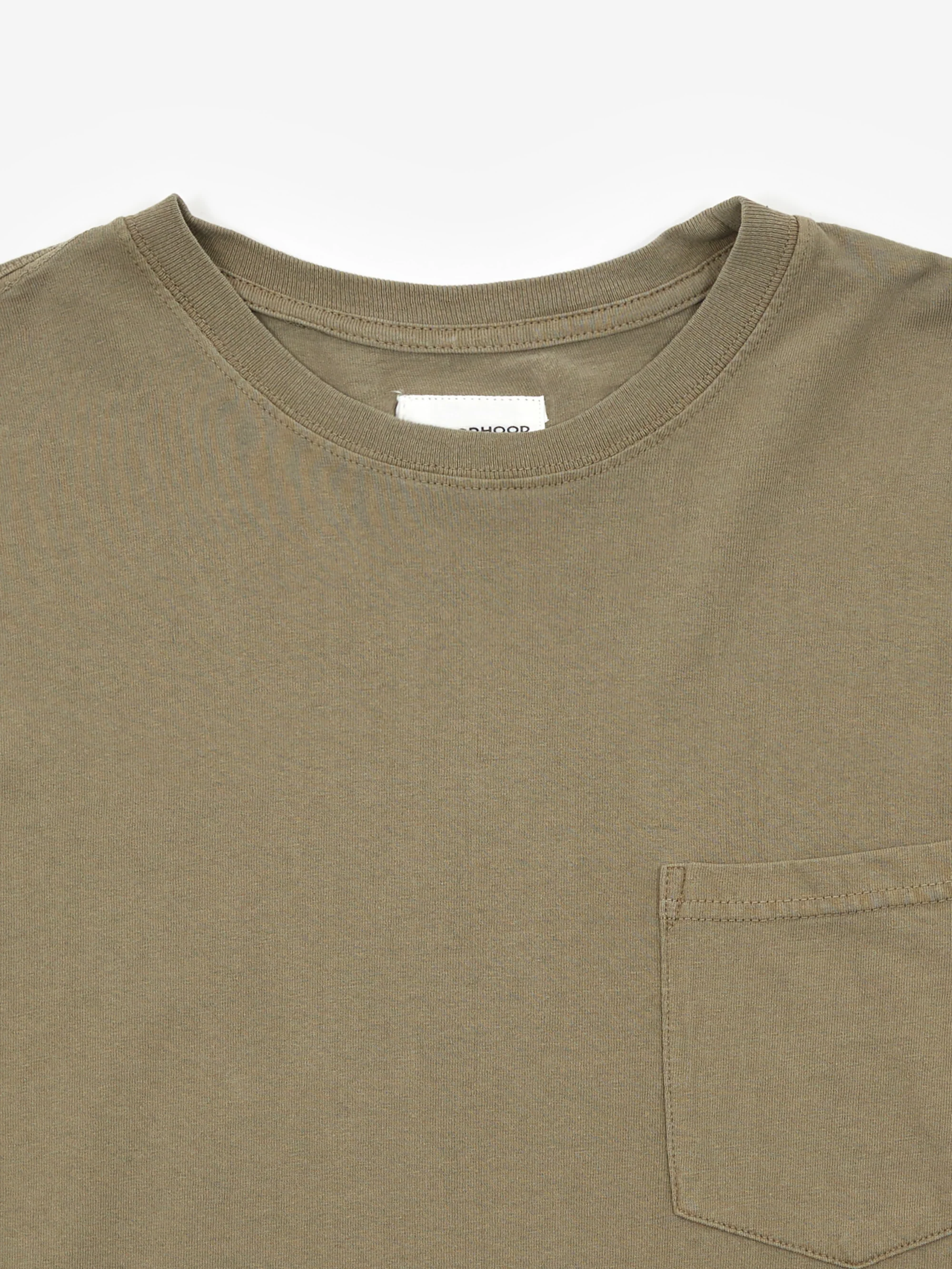 Goodhood Worldwide Basic Longsleeve Pocket T-Shirt - Olive - Image 3
