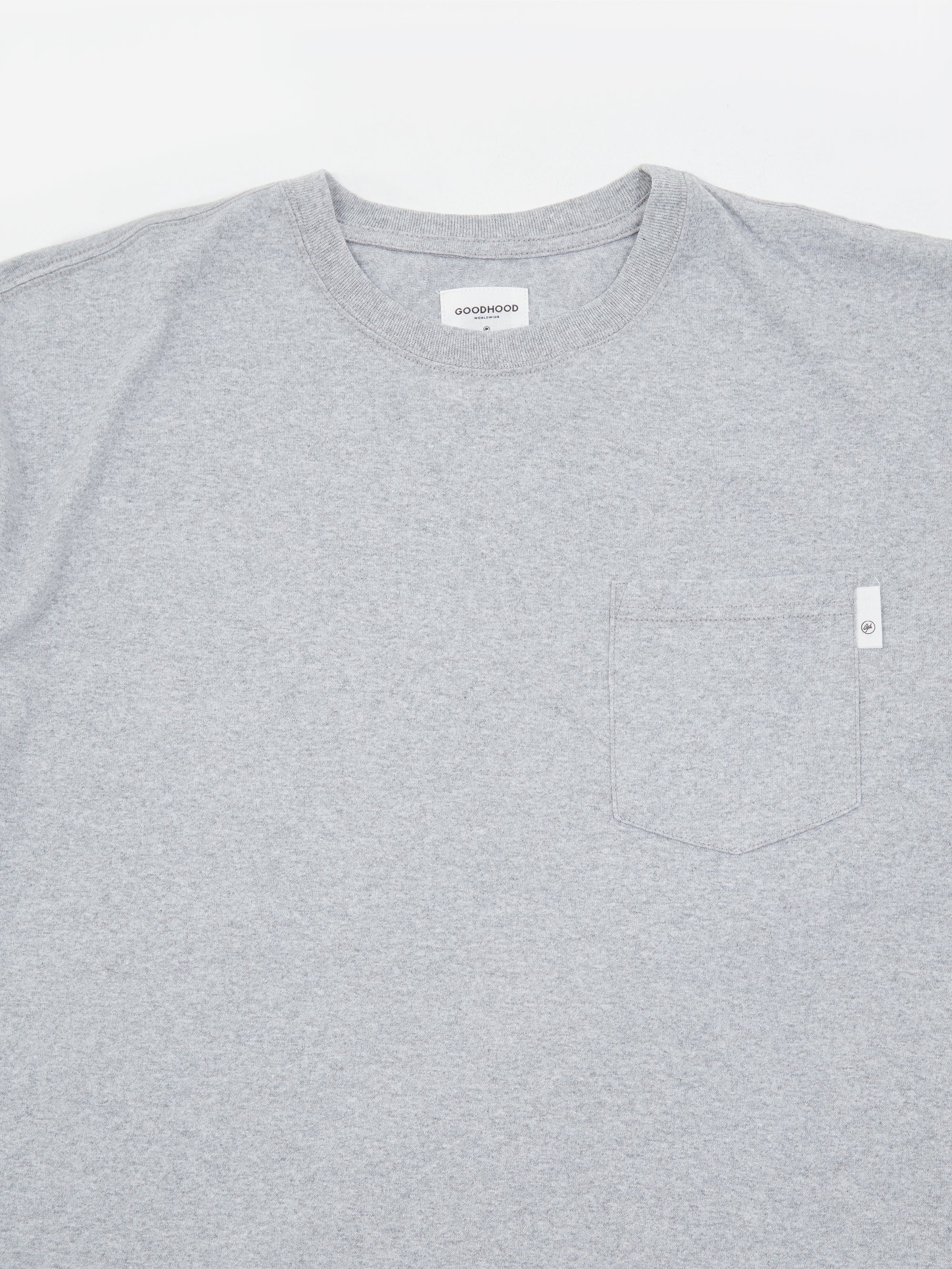 Goodhood Worldwide Basic Pocket T-Shirt - Grey Marl - Image 3