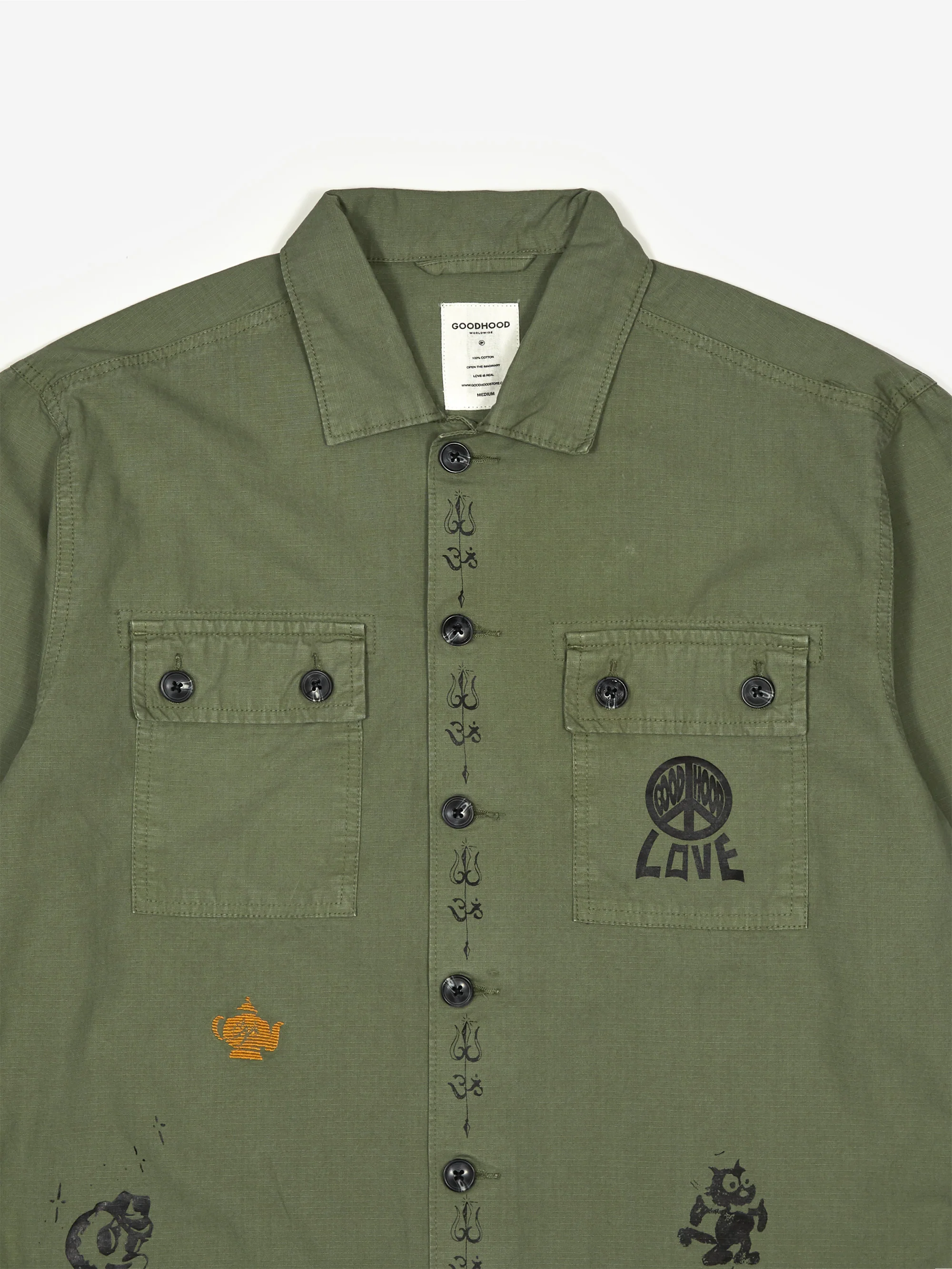 Goodhood Worldwide BDU Double Pocket Shirt - Olive - Image 4