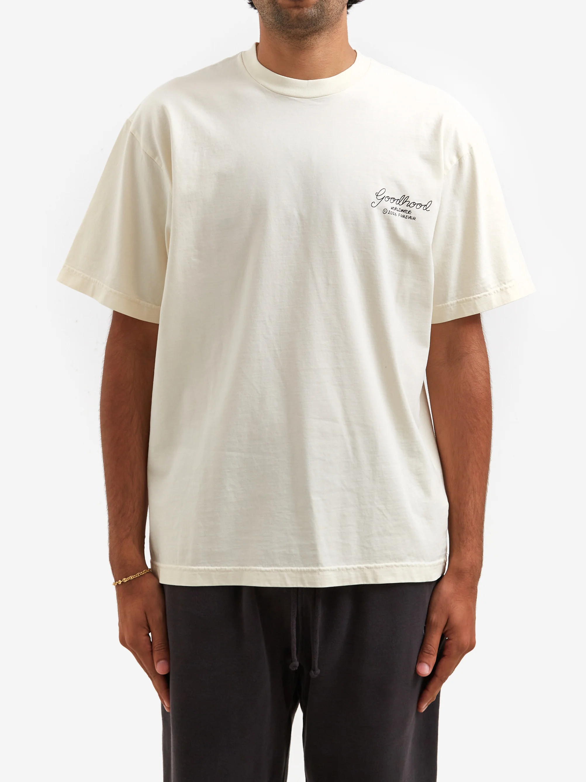 Goodhood Worldwide Follow The Script T-Shirt - Off-White - Image 3
