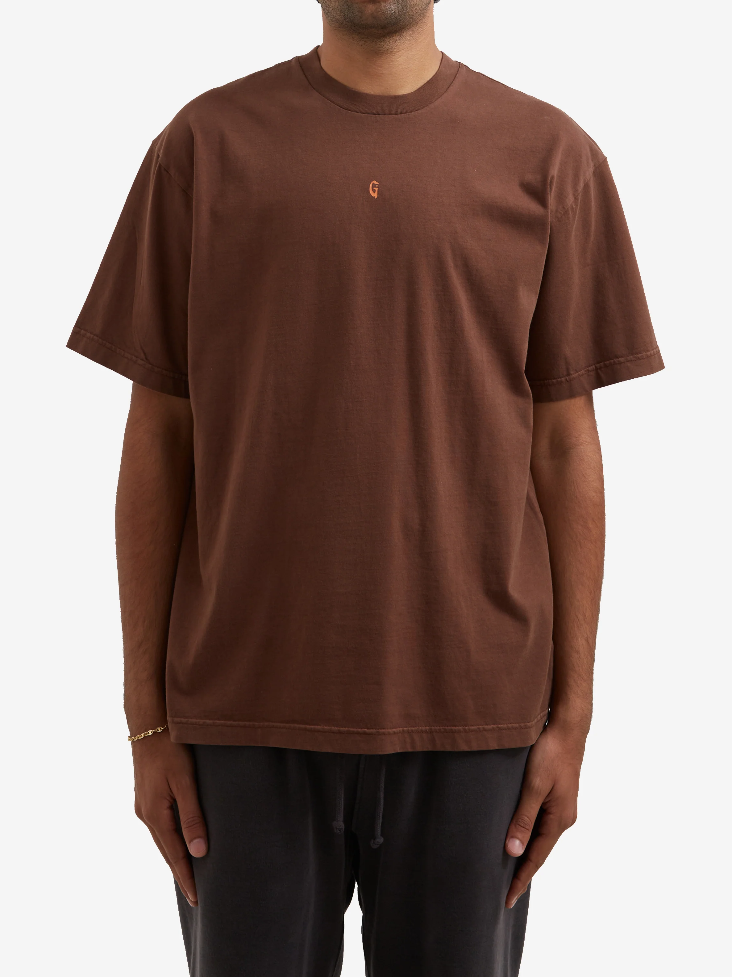 Goodhood Worldwide G T-Shirt - Faded Brown - Image 2