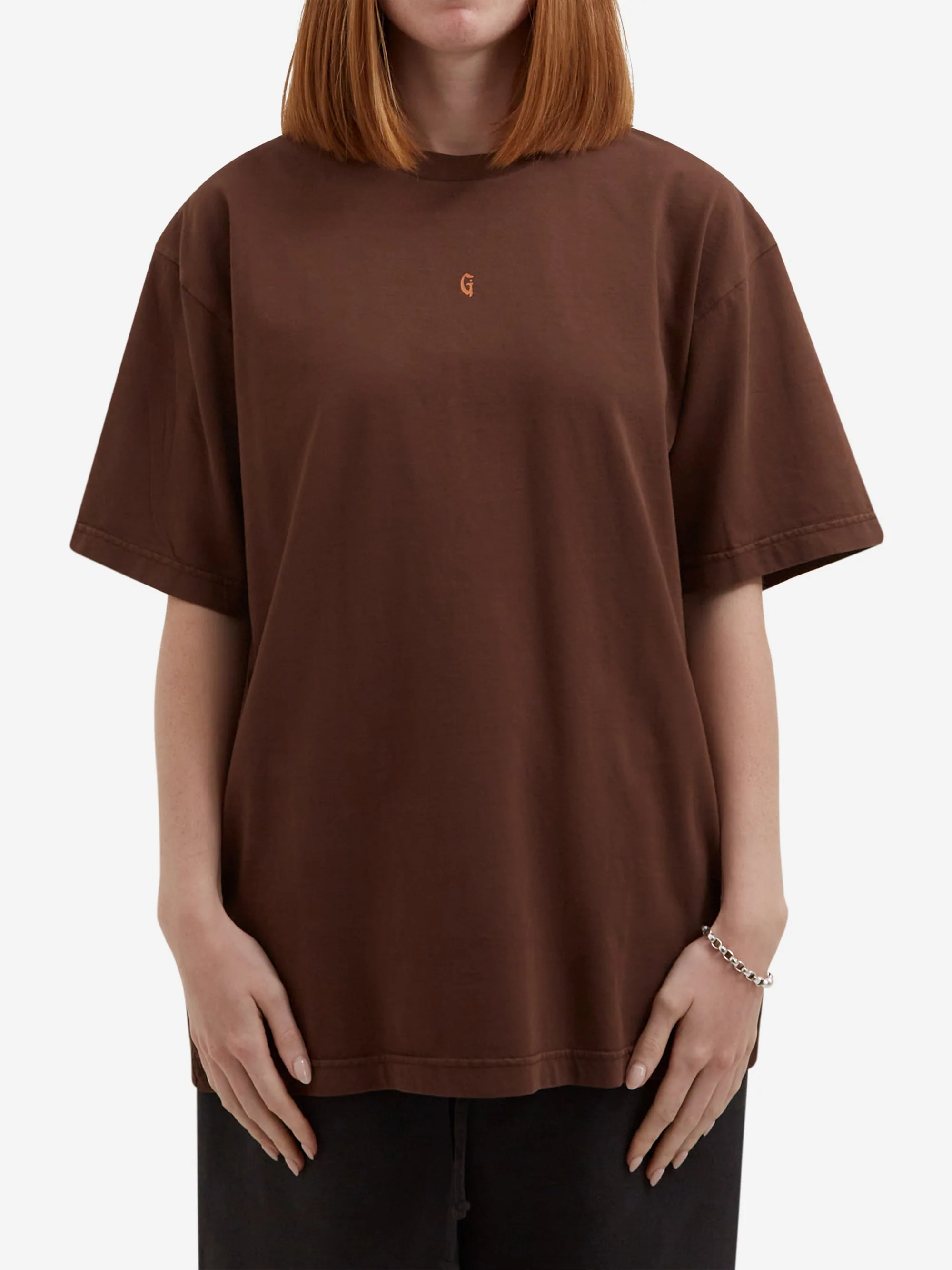 Goodhood Worldwide G T-Shirt - Faded Brown - Image 3