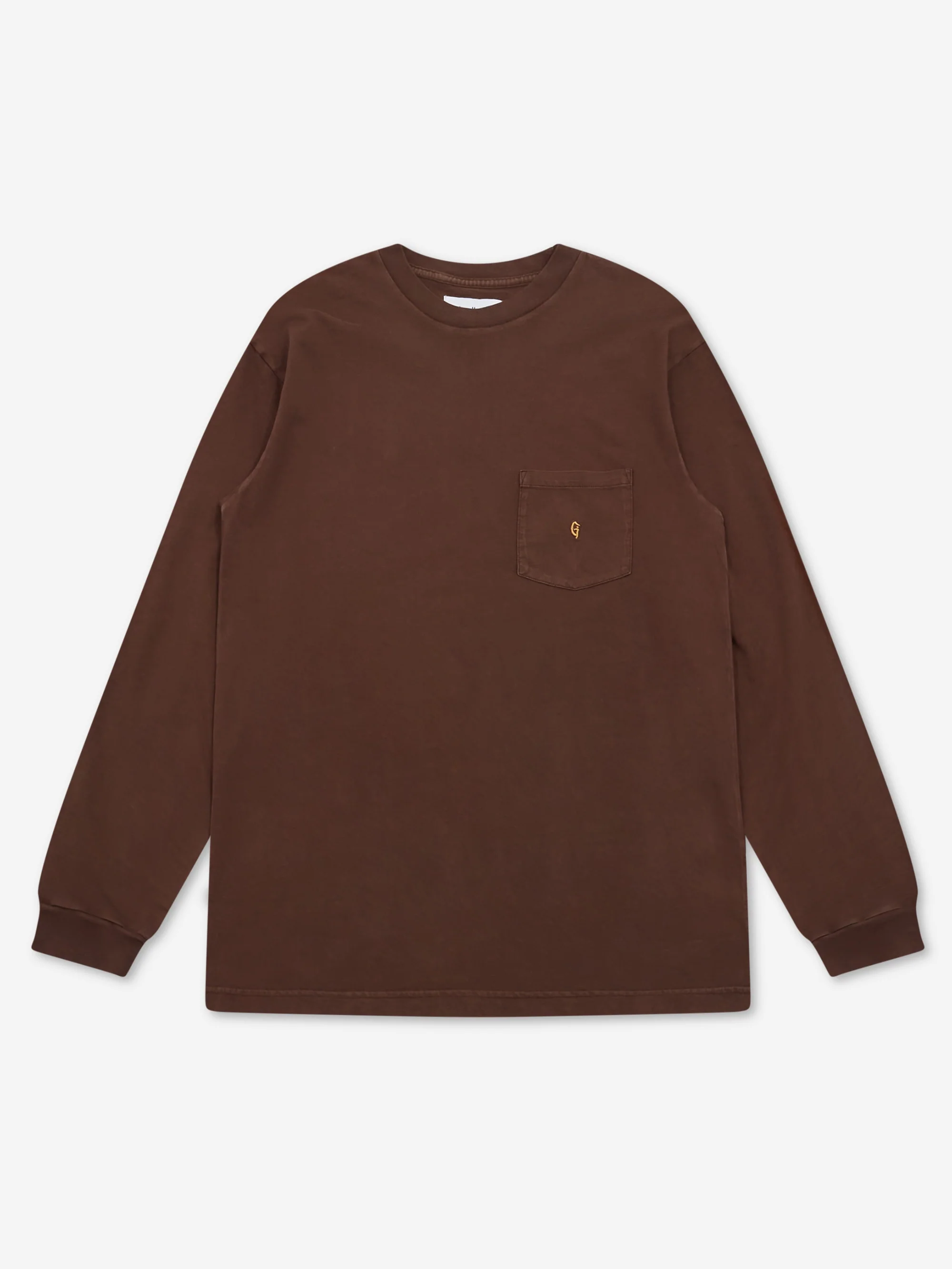Goodhood Worldwide Long Sleeve G Pocket T-Shirt - Faded Brown