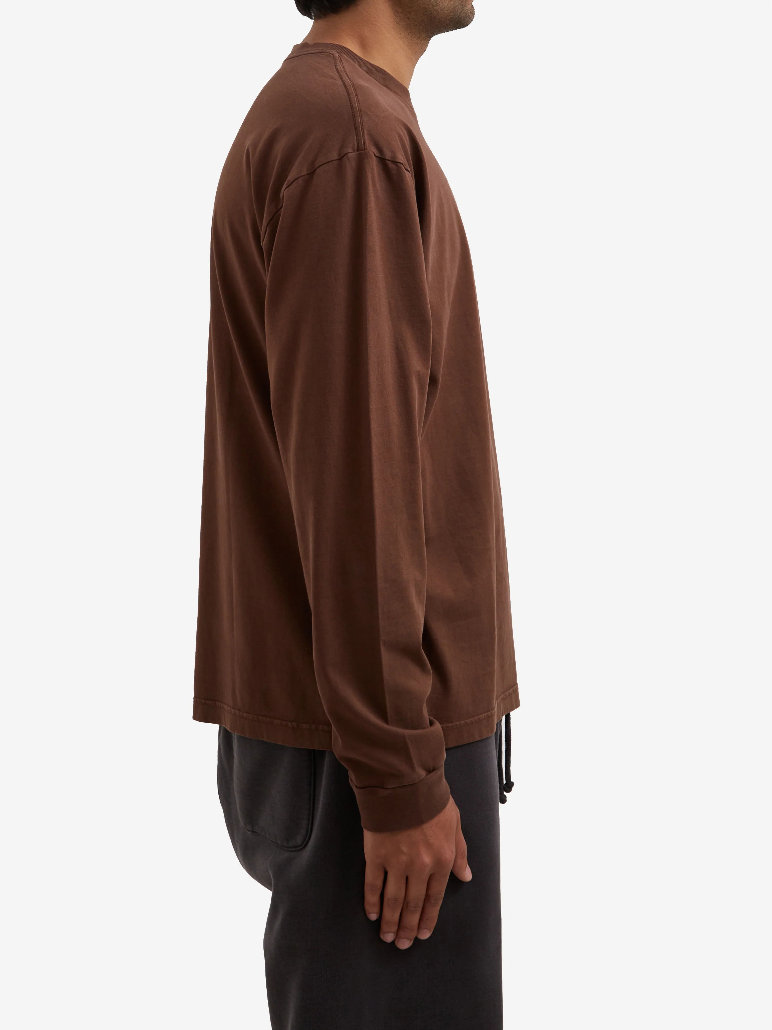 Goodhood Worldwide Long Sleeve G Pocket T-Shirt - Faded Brown - Image 7