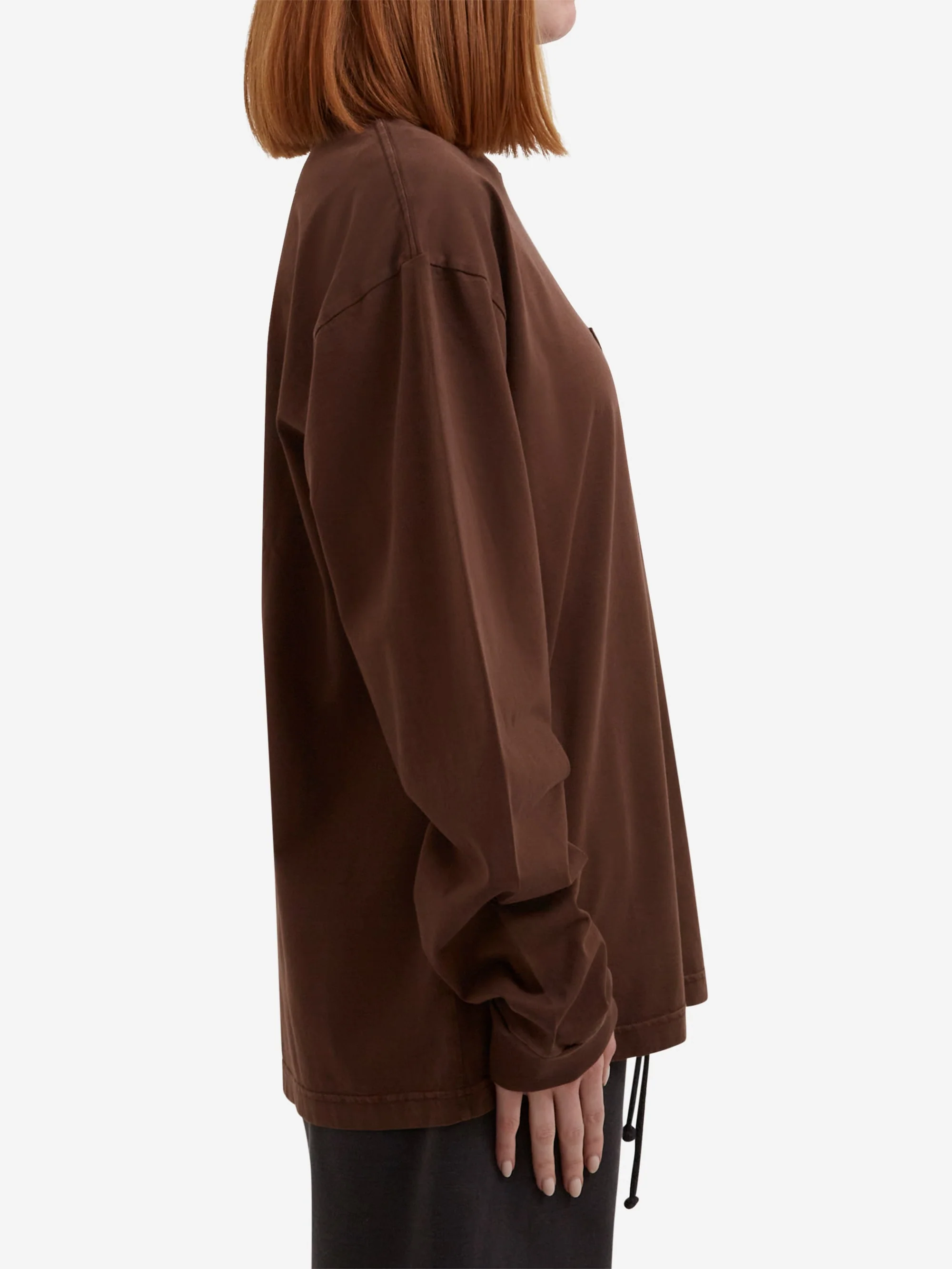 Goodhood Worldwide Long Sleeve G Pocket T-Shirt - Faded Brown - Image 8
