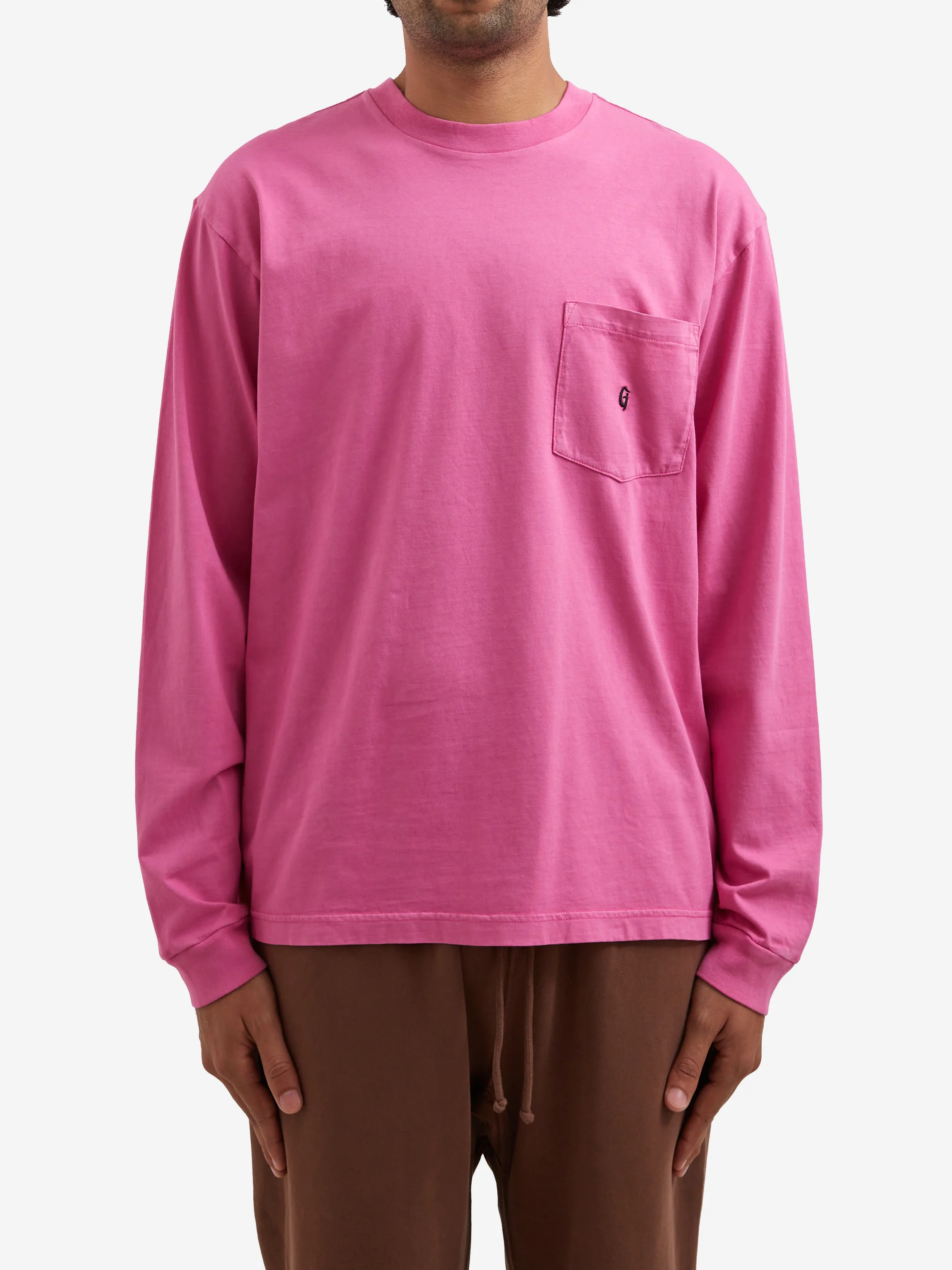 Goodhood Worldwide Long Sleeve G Pocket T-Shirt - Fuschia - Image 2