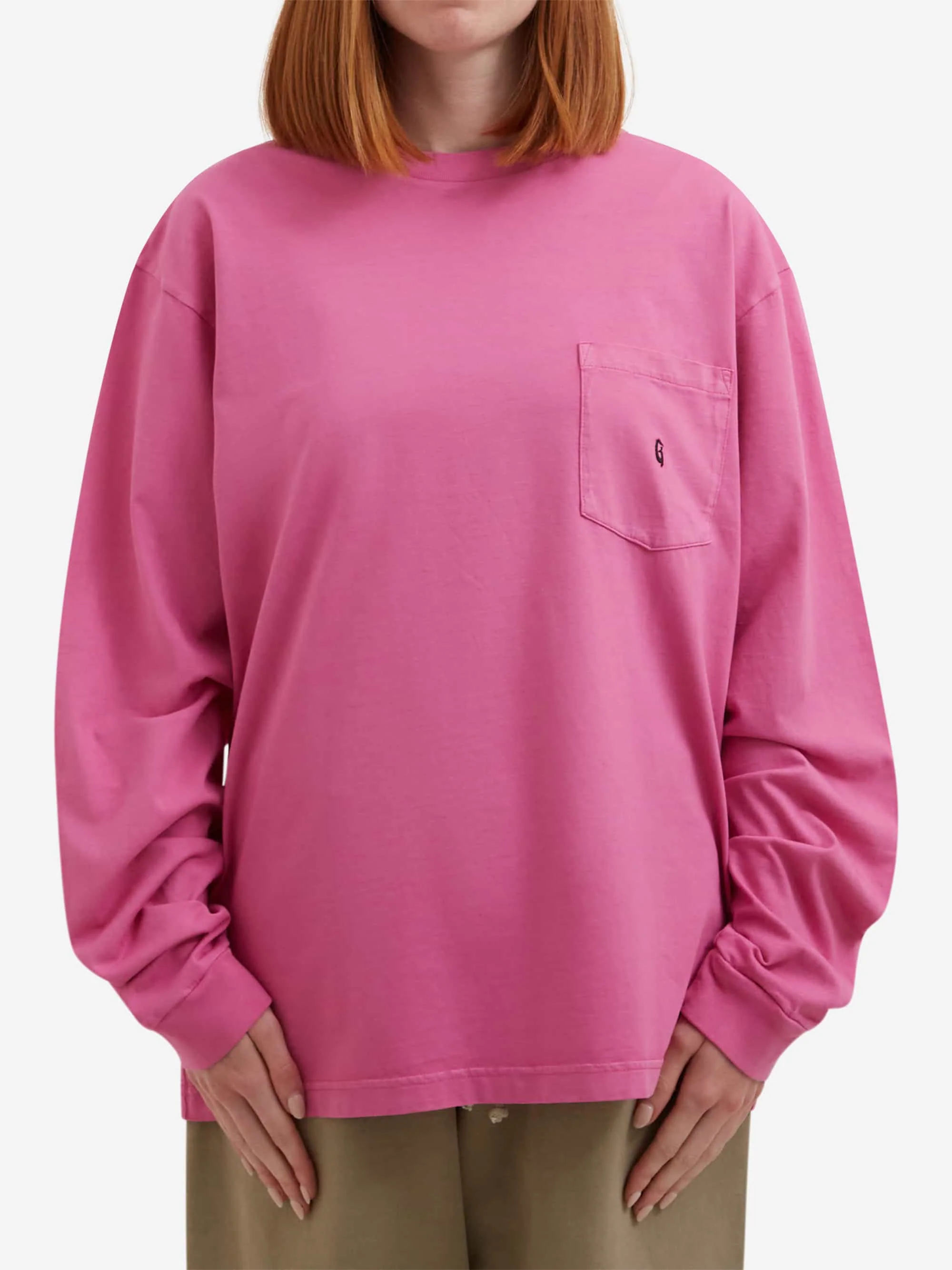 Goodhood Worldwide Long Sleeve G Pocket T-Shirt - Fuschia - Image 3