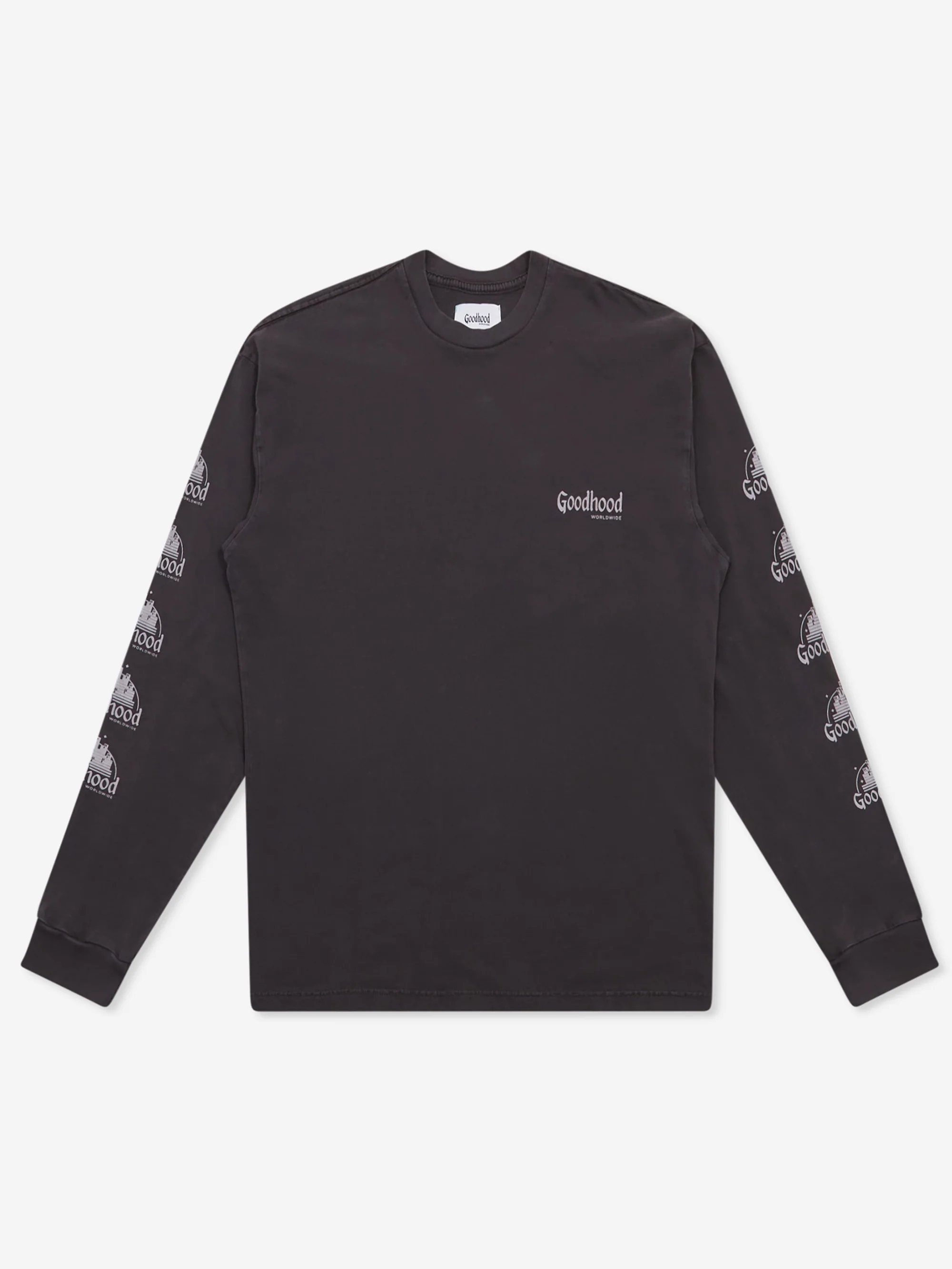 Goodhood Worldwide Long Sleeve Utopia T-Shirt - Faded Black