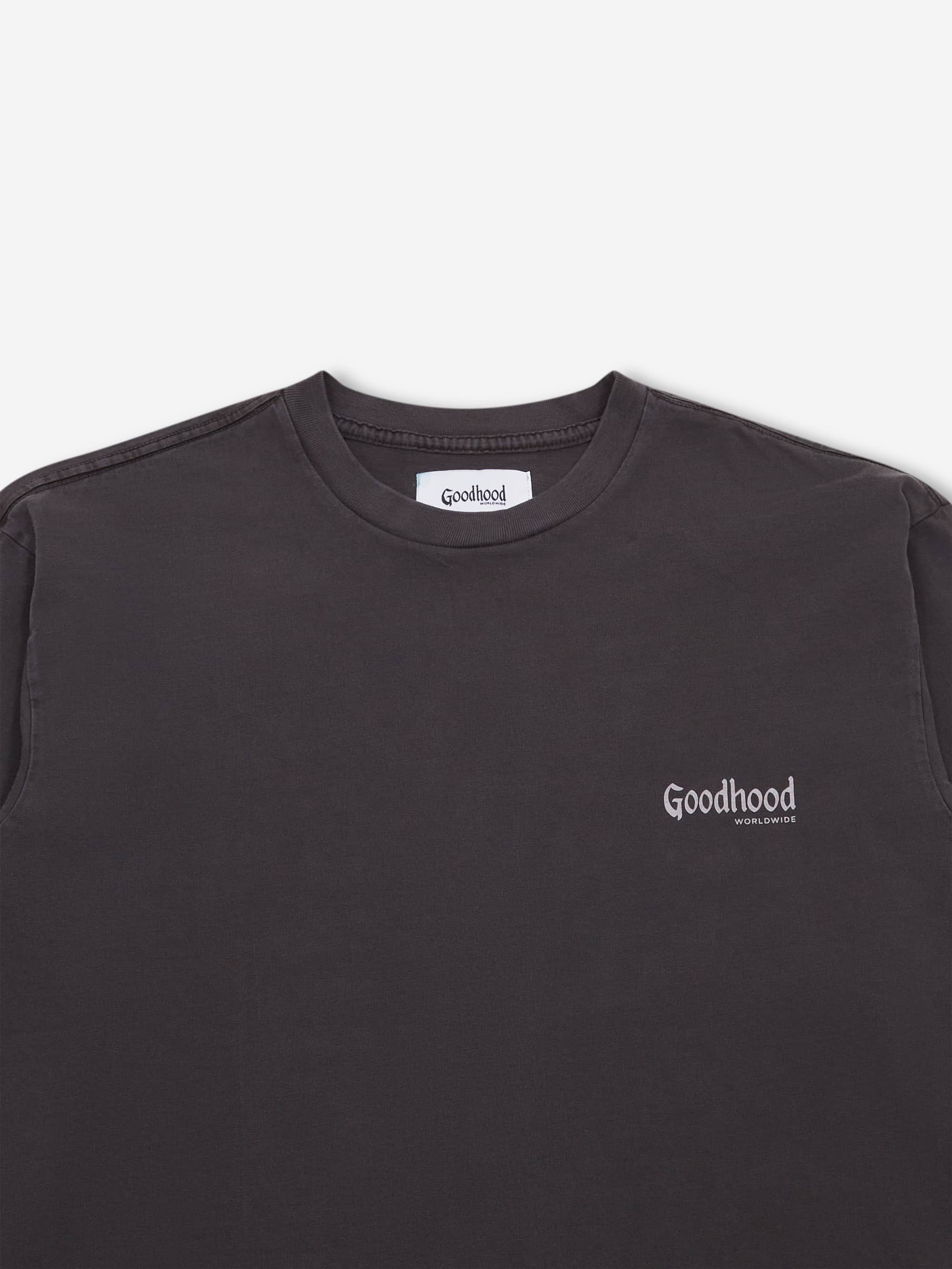 Goodhood Worldwide Long Sleeve Utopia T-Shirt - Faded Black - Image 3
