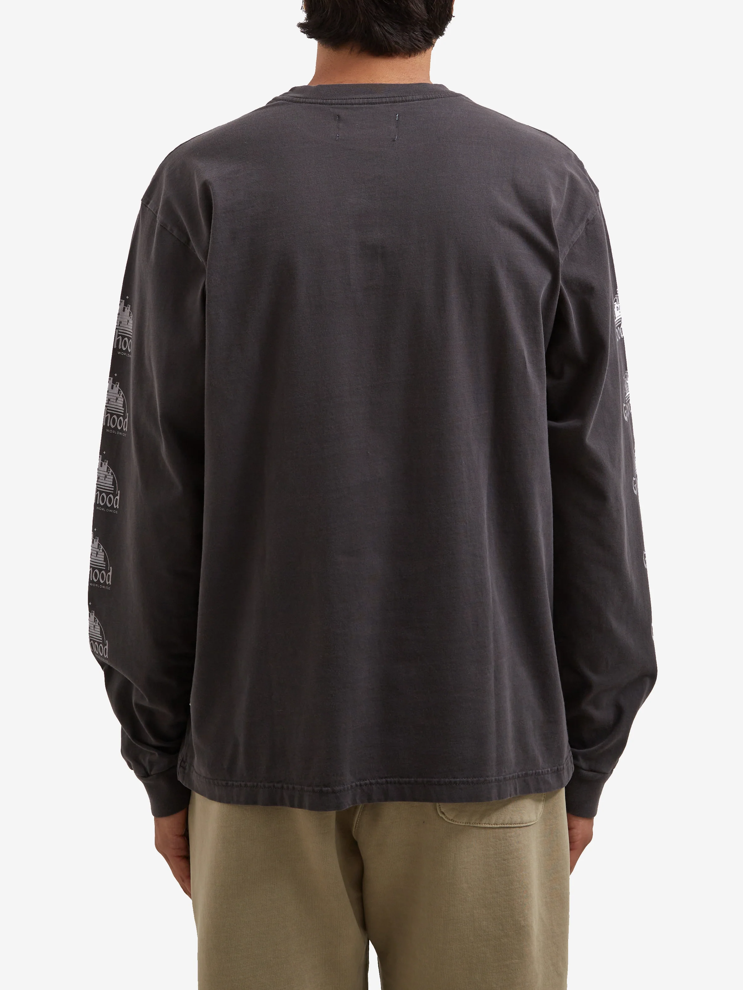 Goodhood Worldwide Long Sleeve Utopia T-Shirt - Faded Black - Image 6