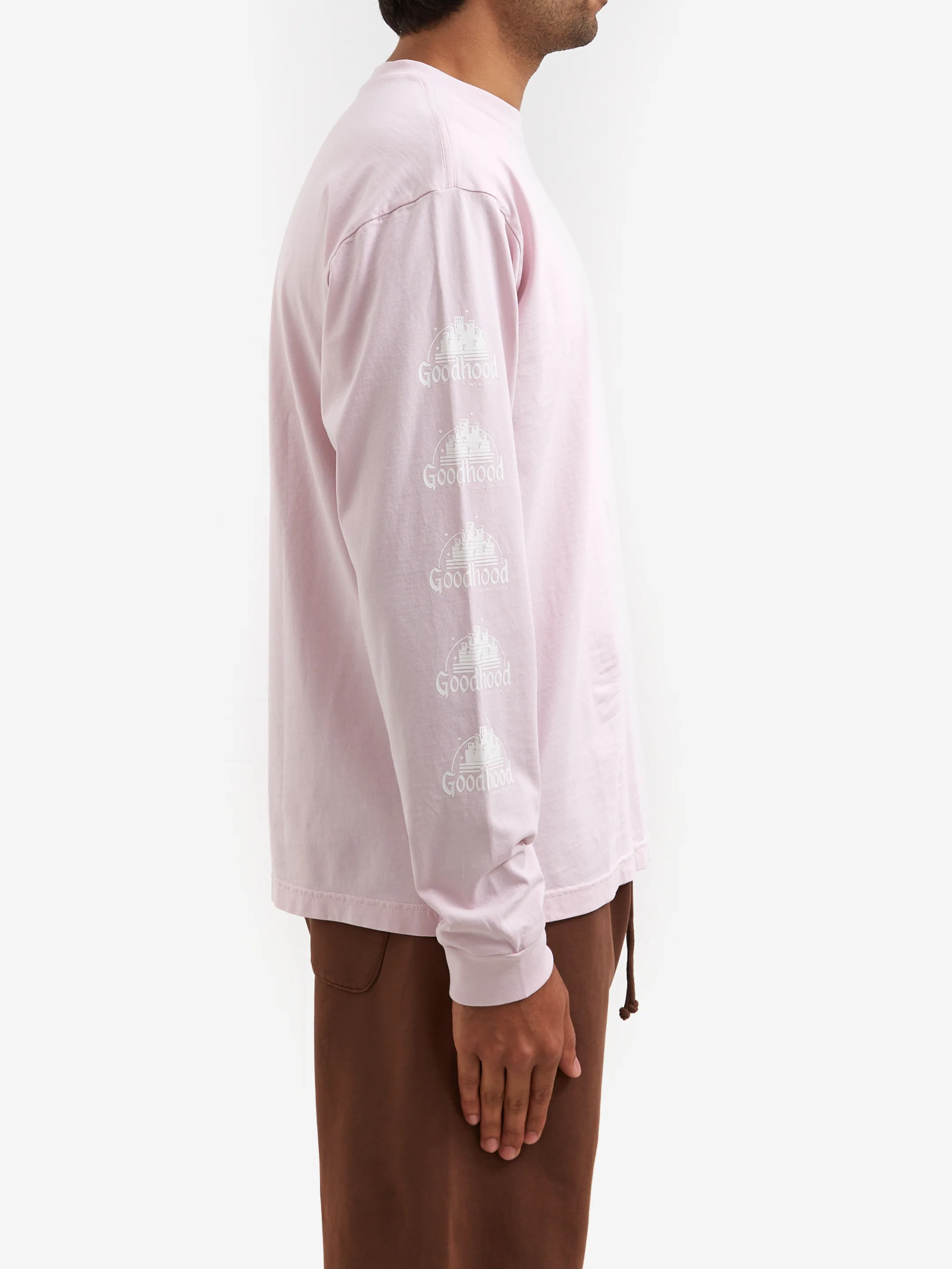 Goodhood Worldwide Long Sleeve Utopia T-Shirt - Faded Pink - Image 6