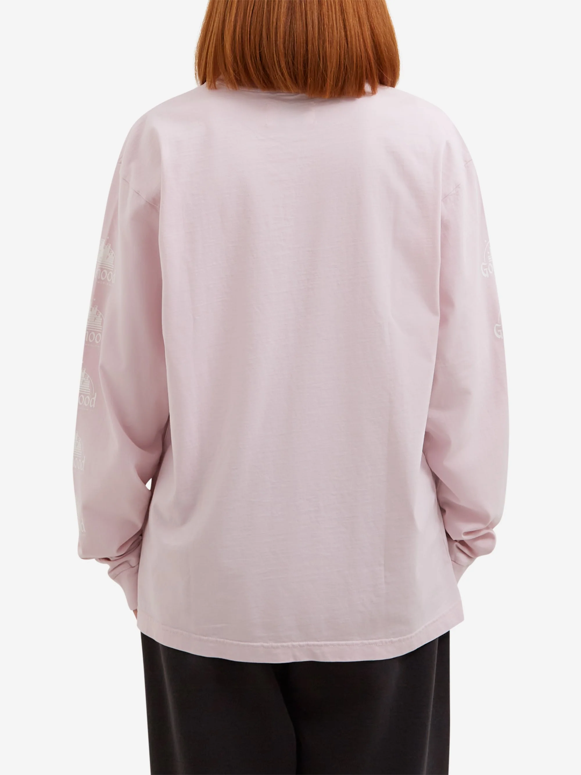 Goodhood Worldwide Long Sleeve Utopia T-Shirt - Faded Pink - Image 9