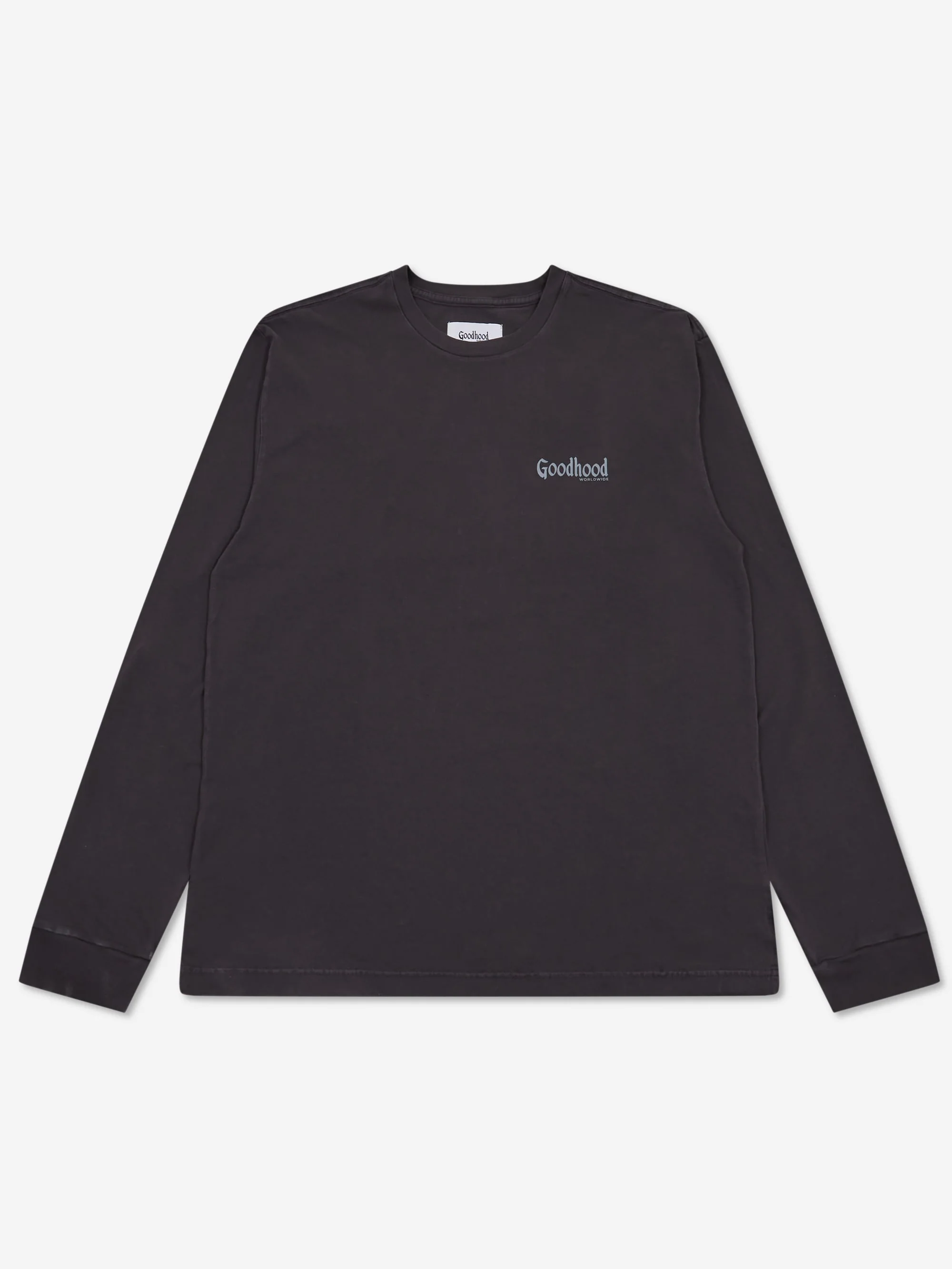 Goodhood Worldwide Printed Logo Long Sleeve T-Shirt - Washed Black