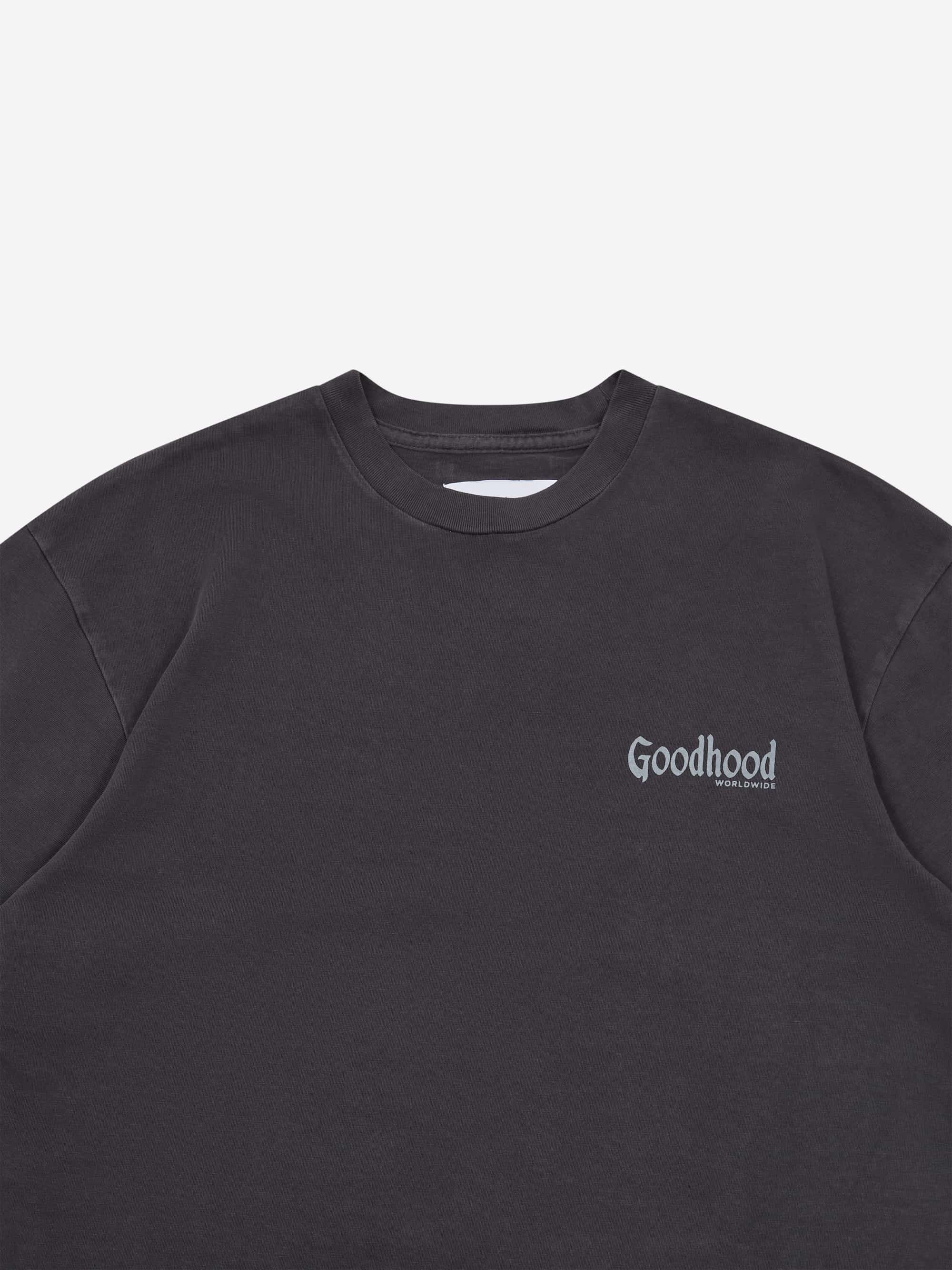 Goodhood Worldwide Script T-Shirt - Washed Black - Image 8