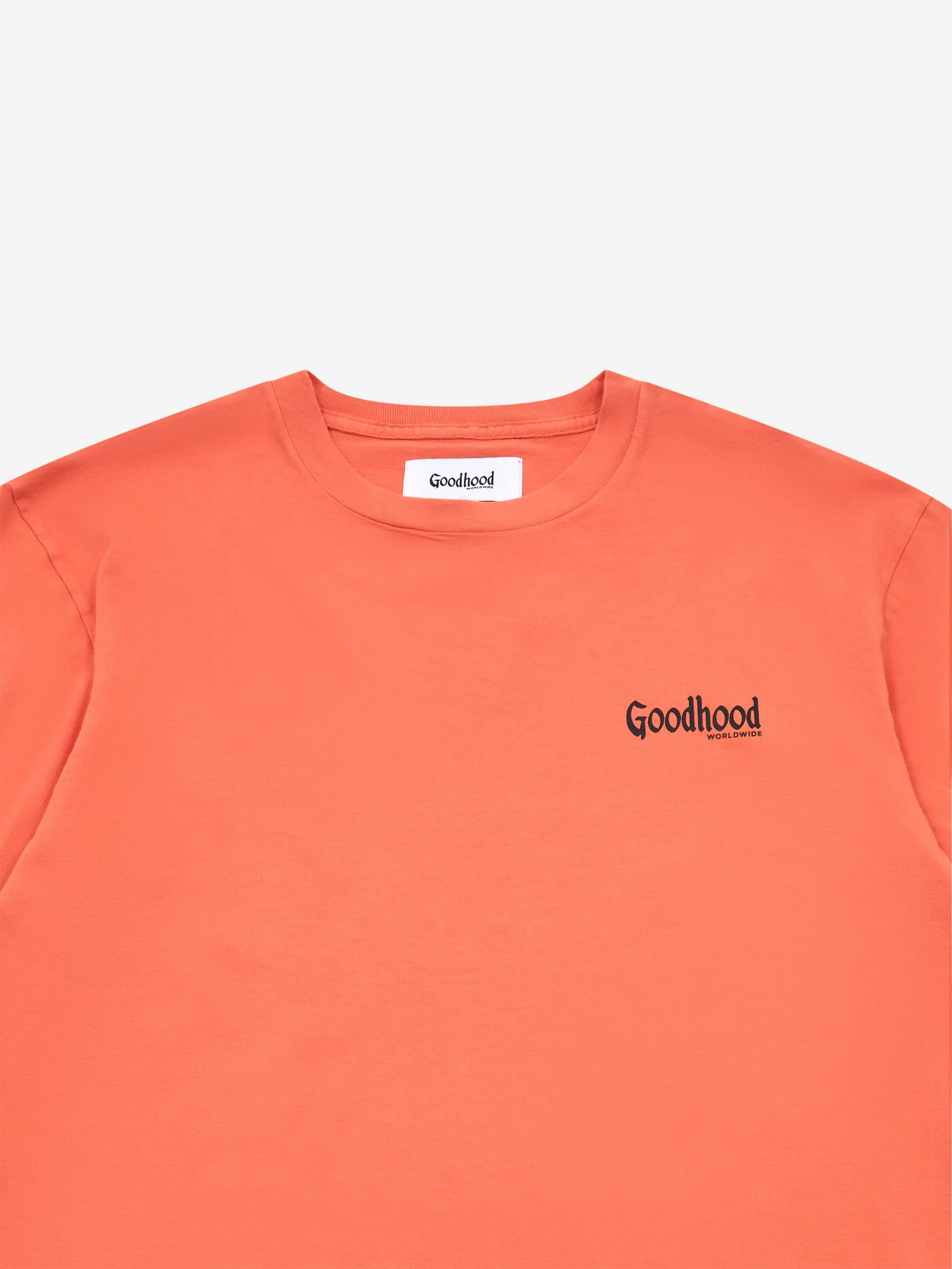 Goodhood Worldwide Printed Logo T-Shirt - Washed Orange - Image 3