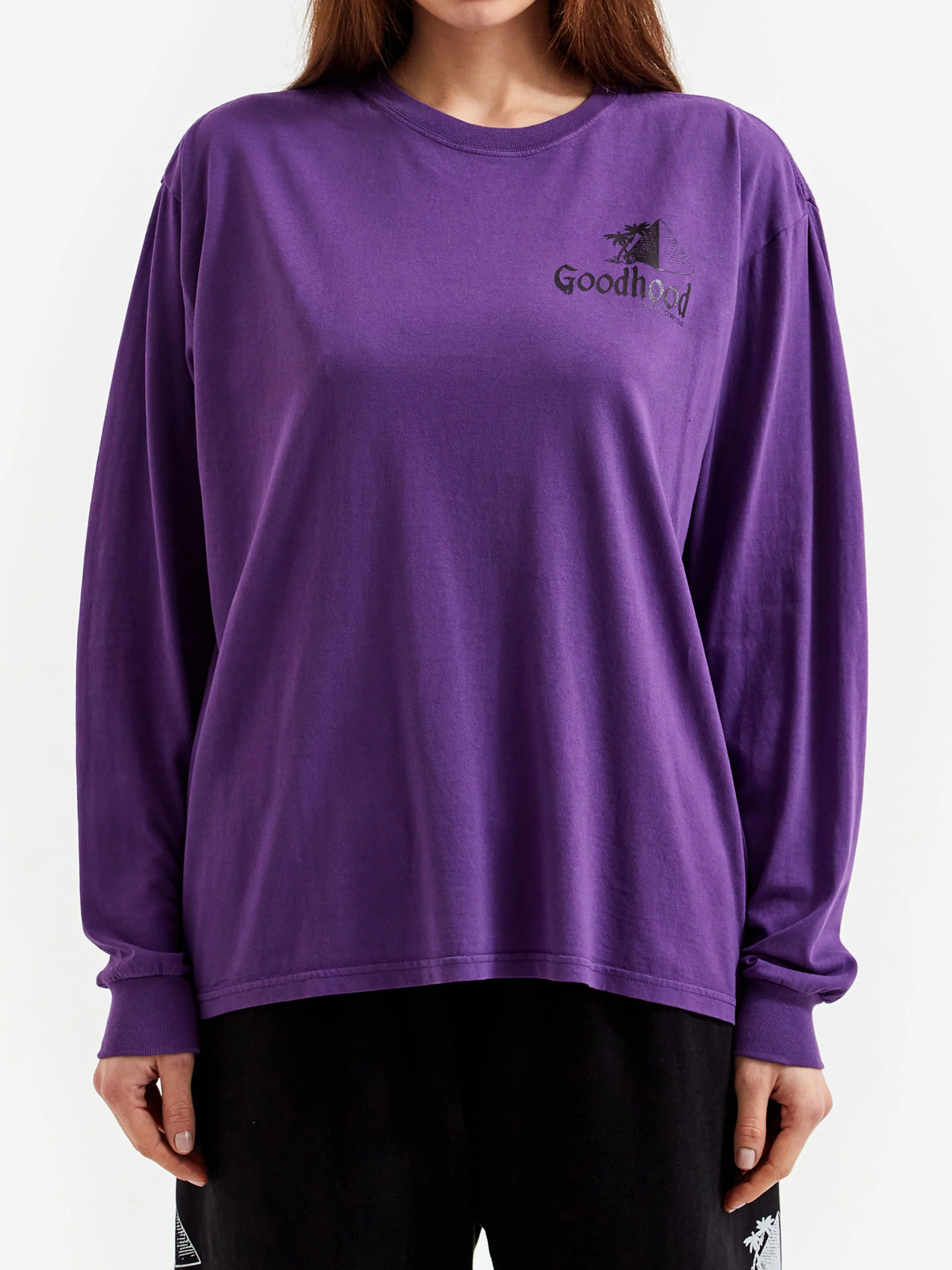 Goodhood Worldwide Pyramid Longsleeve T-Shirt - Purple - Image 4
