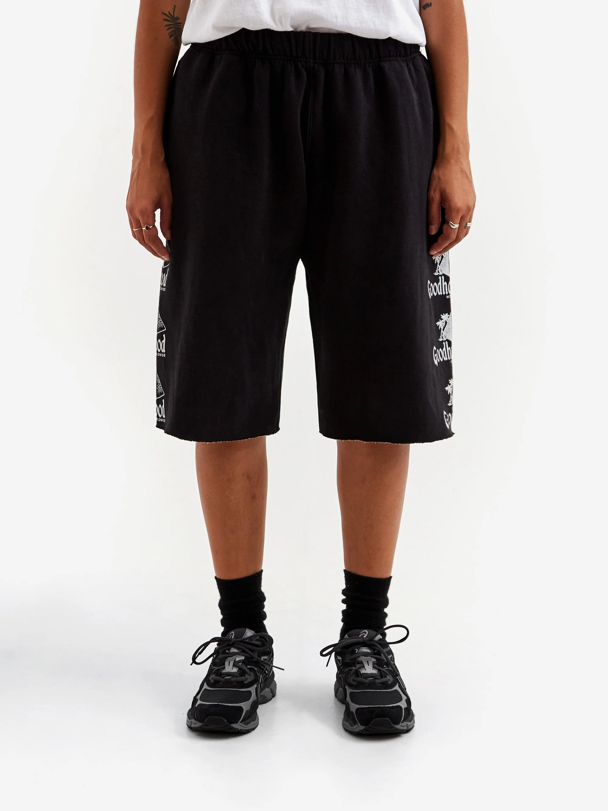 Goodhood Worldwide Pyramid Sweatshort - Black - Image 2