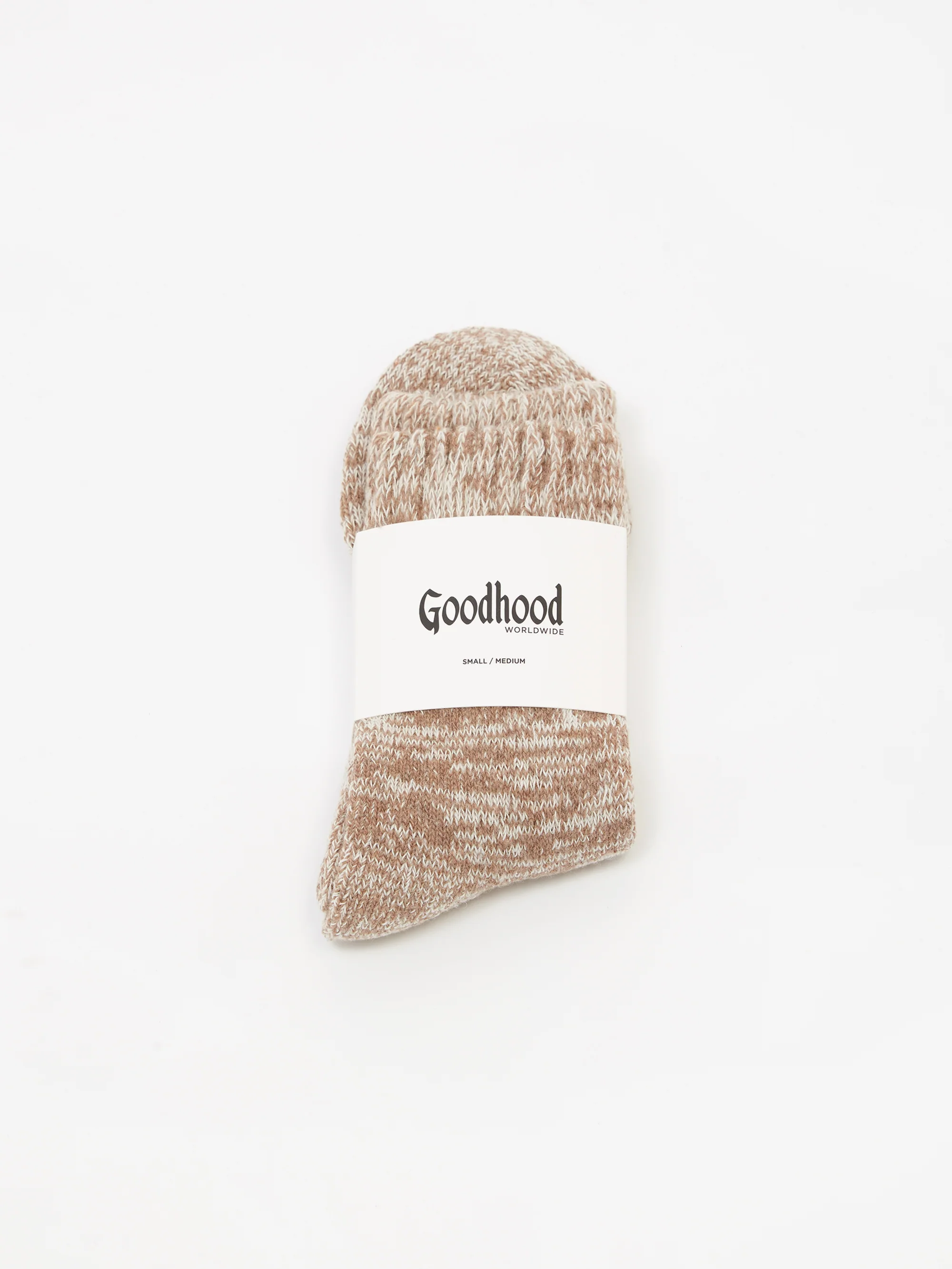Goodhood Worldwide Space Dye Socks - Camel/White - Image 2