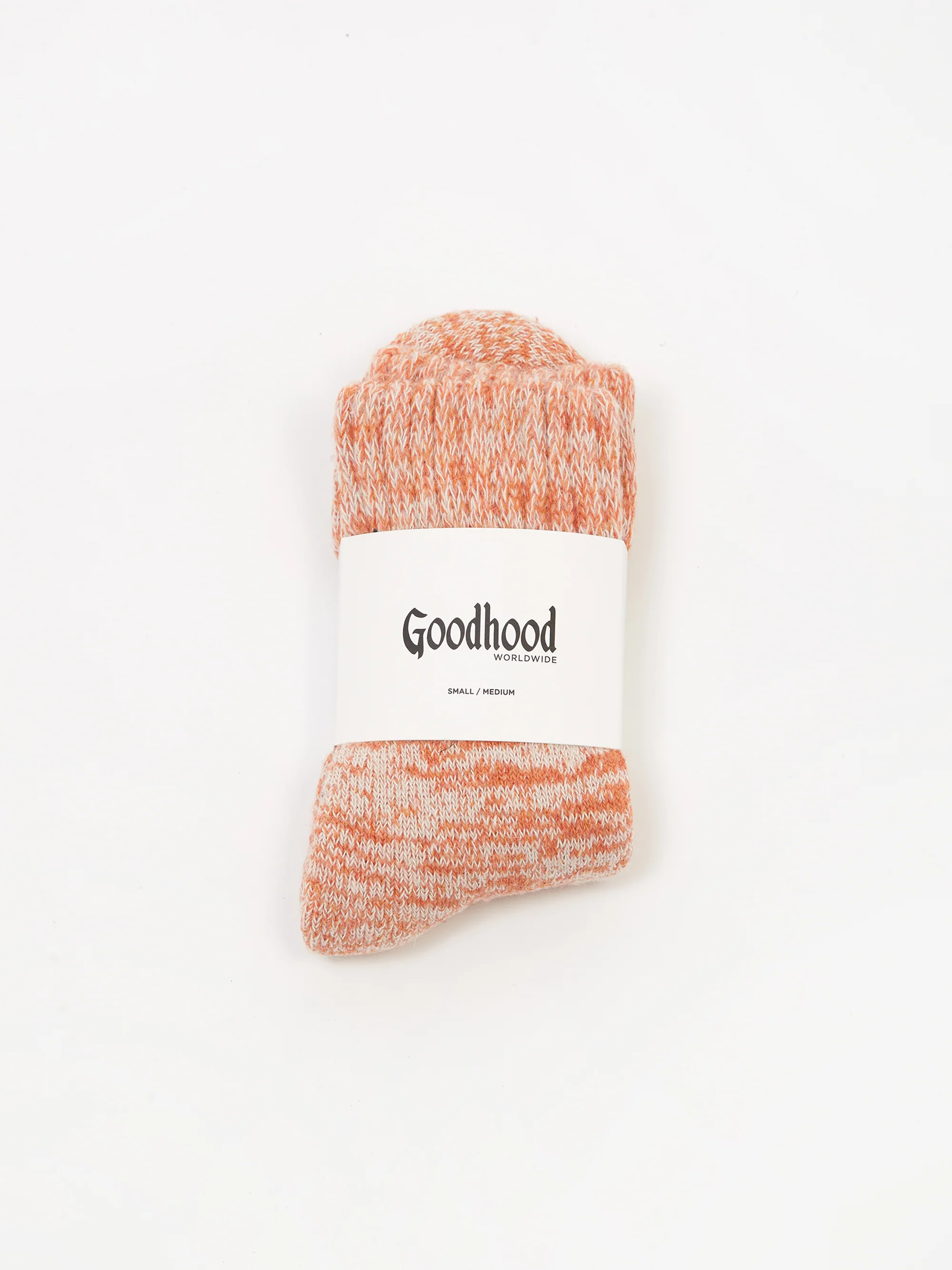 Goodhood Worldwide Space Dye Socks - Orange/White - Image 2