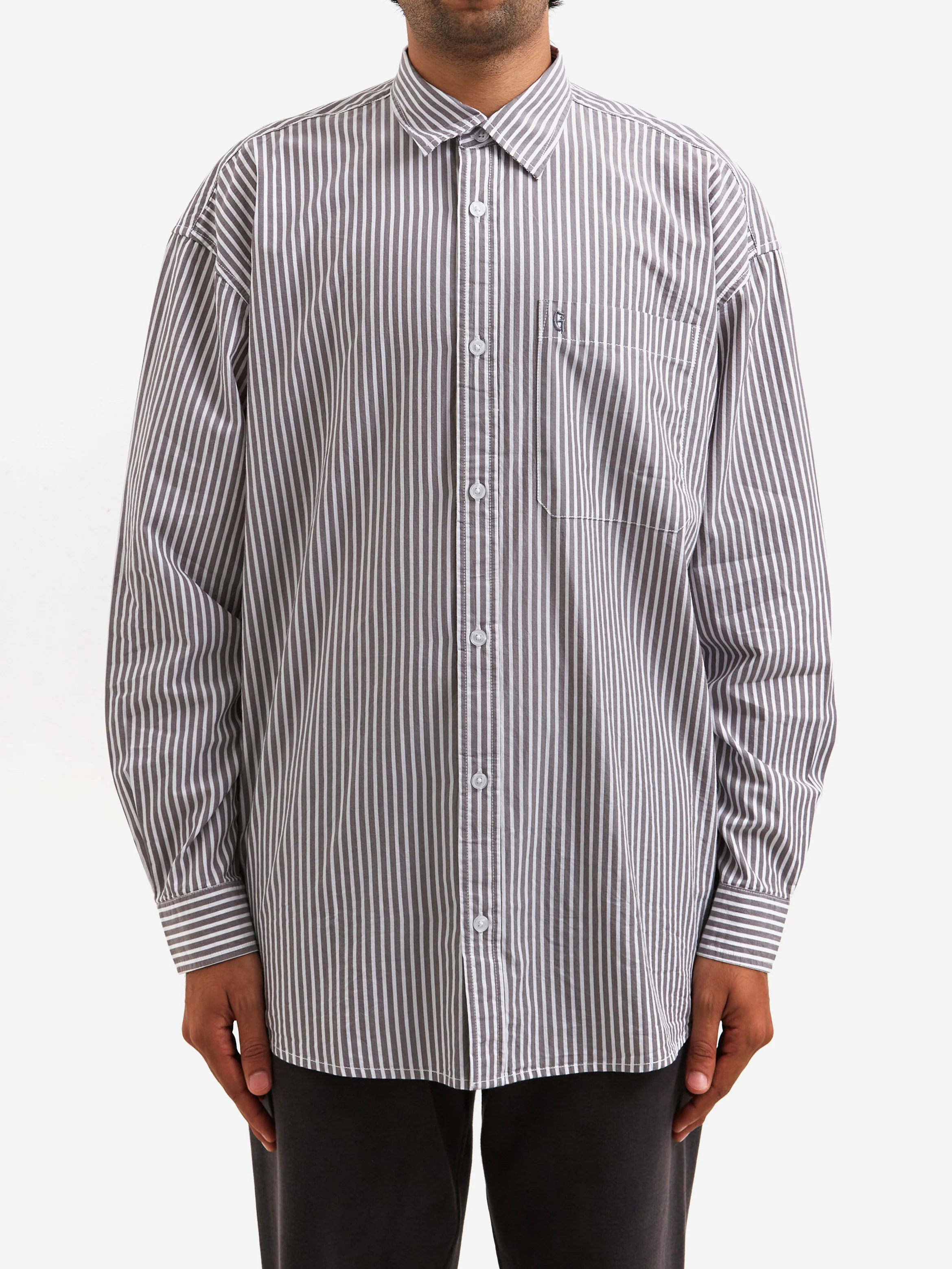 Goodhood Worldwide Striped Big Shirt - Charcoal/White - Image 2