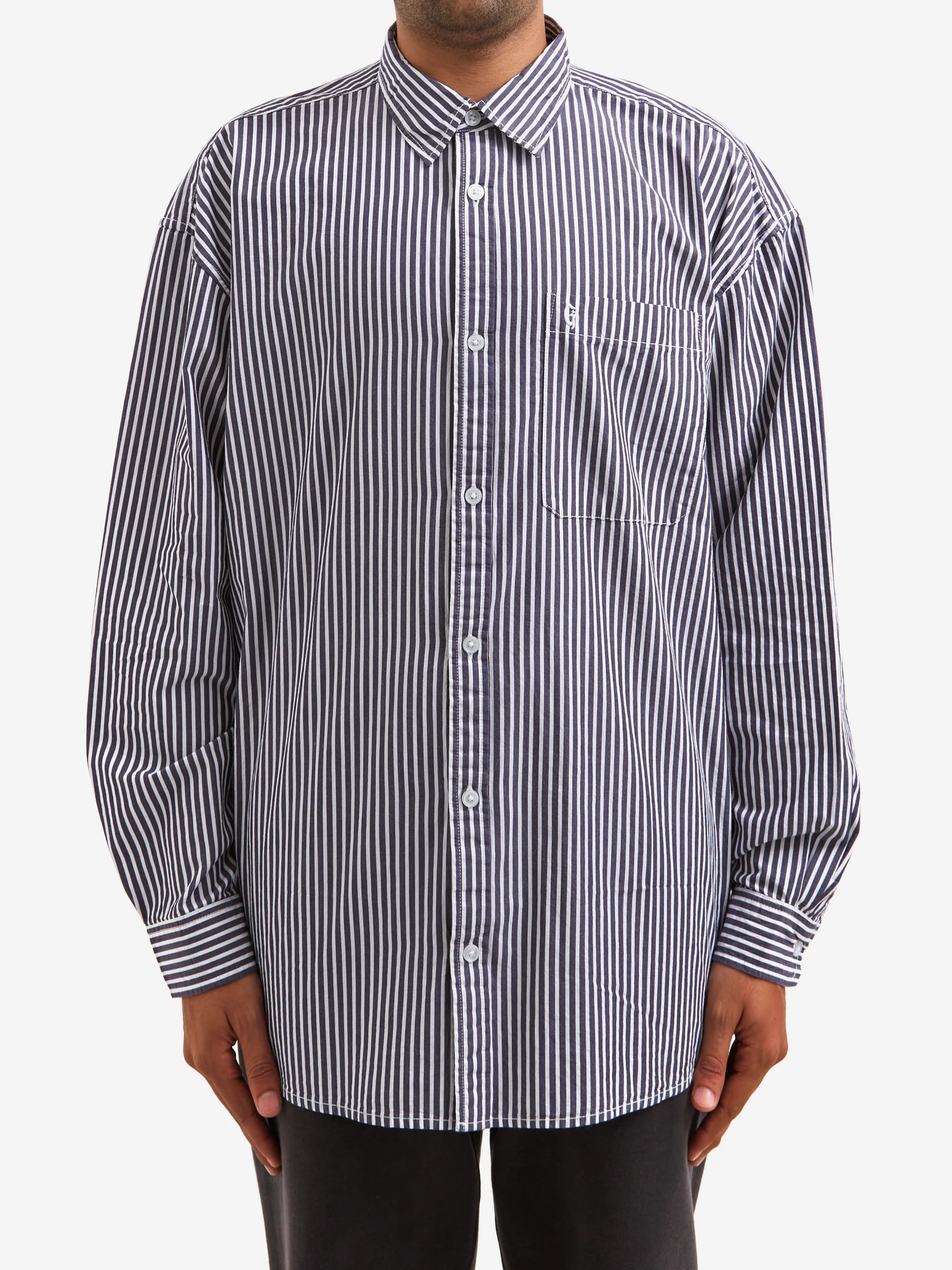 Goodhood Worldwide Striped Big Shirt - Navy/White - Image 2