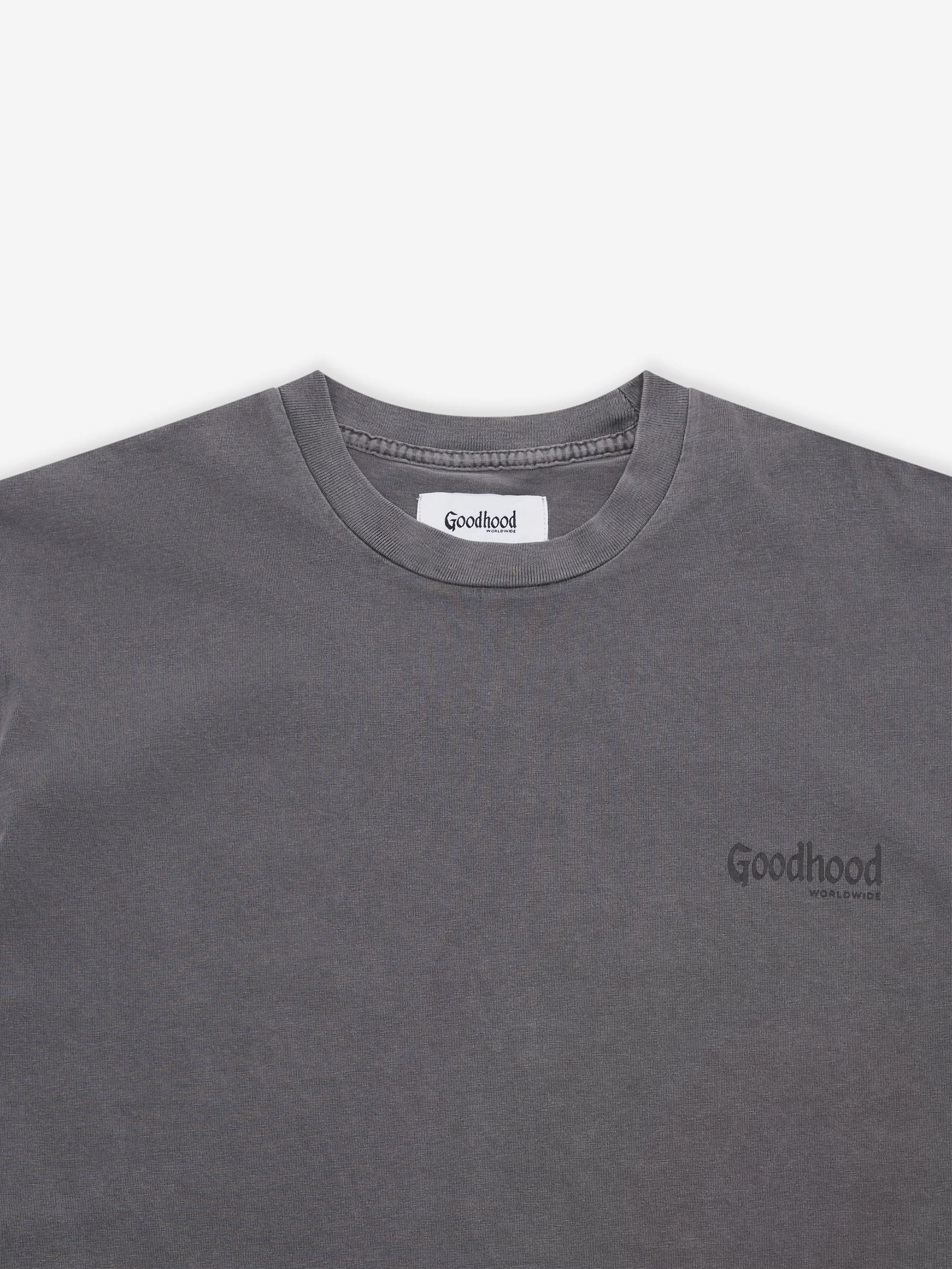 Goodhood Worldwide Utopia T-Shirt - Faded Charcoal - Image 4