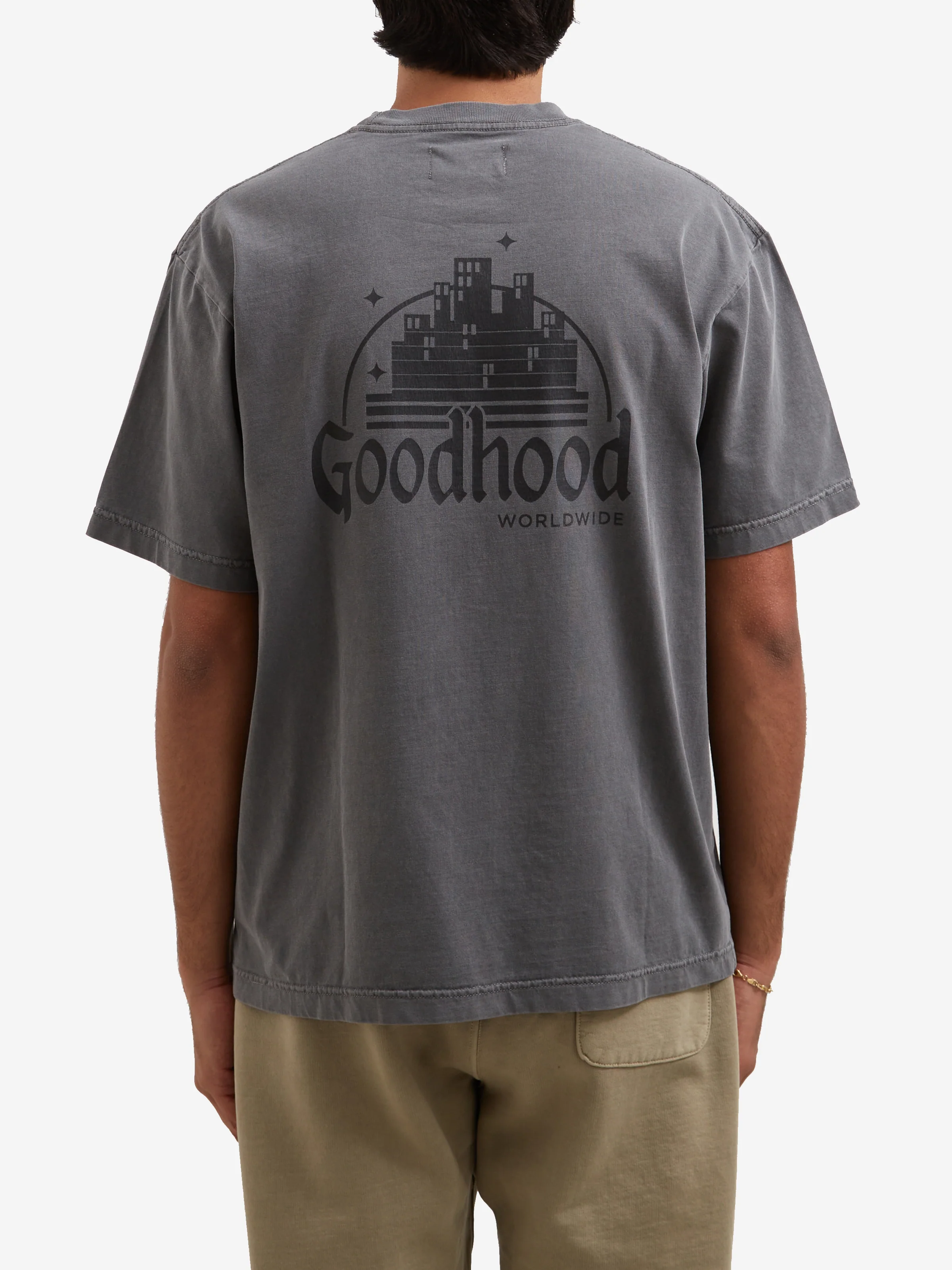 Goodhood Worldwide Utopia T-Shirt - Faded Charcoal - Image 8