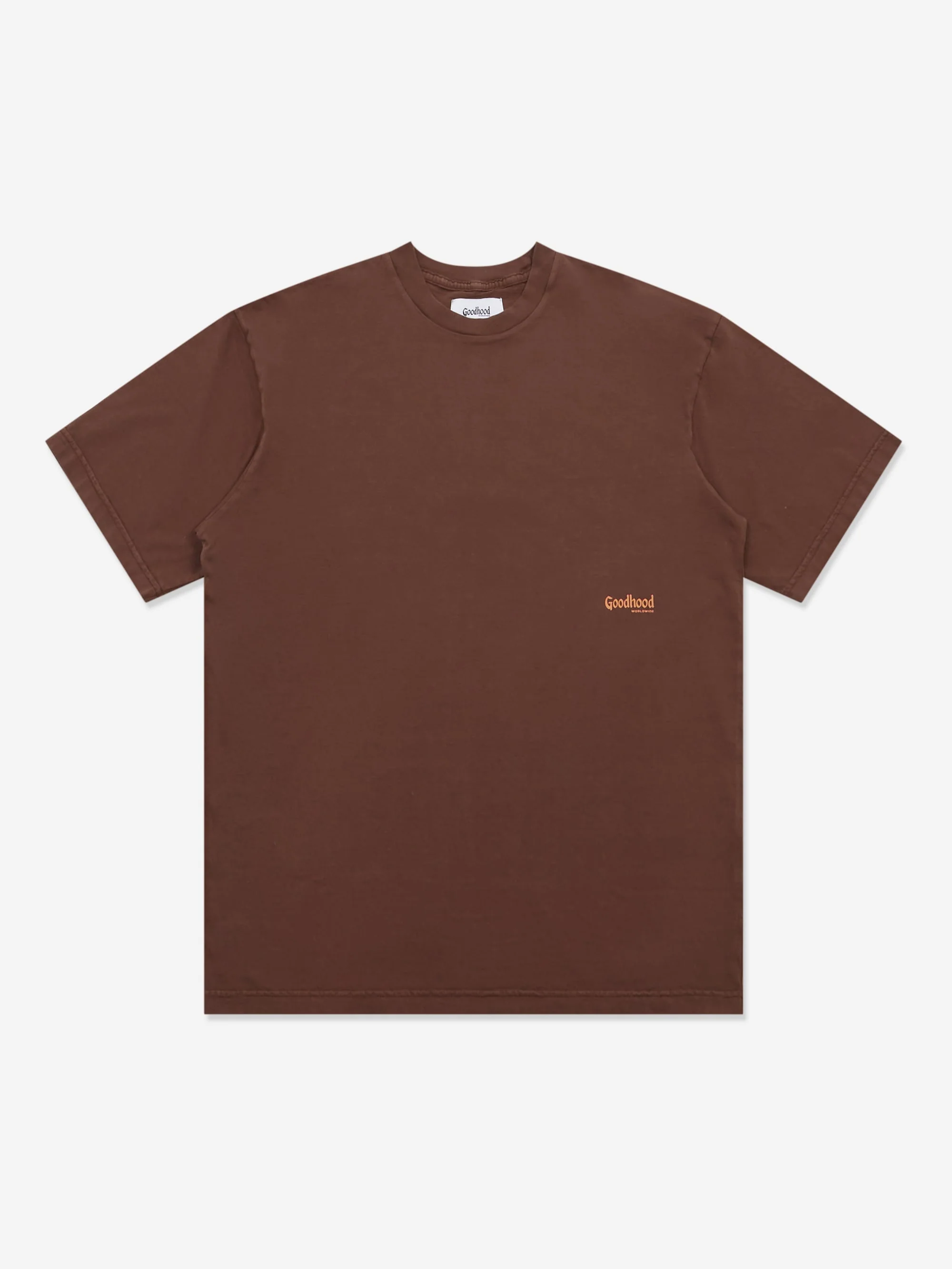 Goodhood Worldwide Washed Yologo T-Shirt - Faded Brown