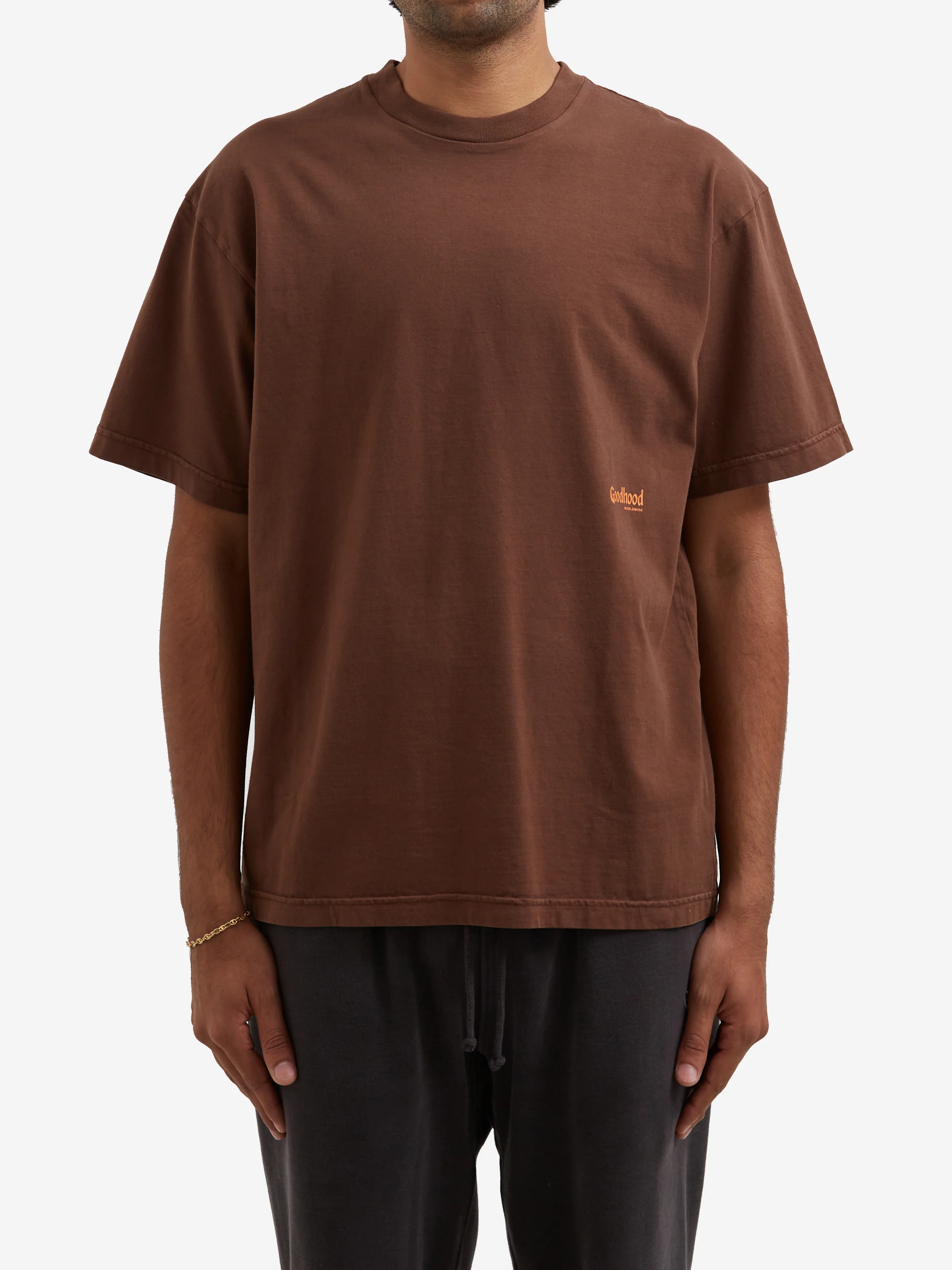 Goodhood Worldwide Washed Yologo T-Shirt - Faded Brown - Image 2