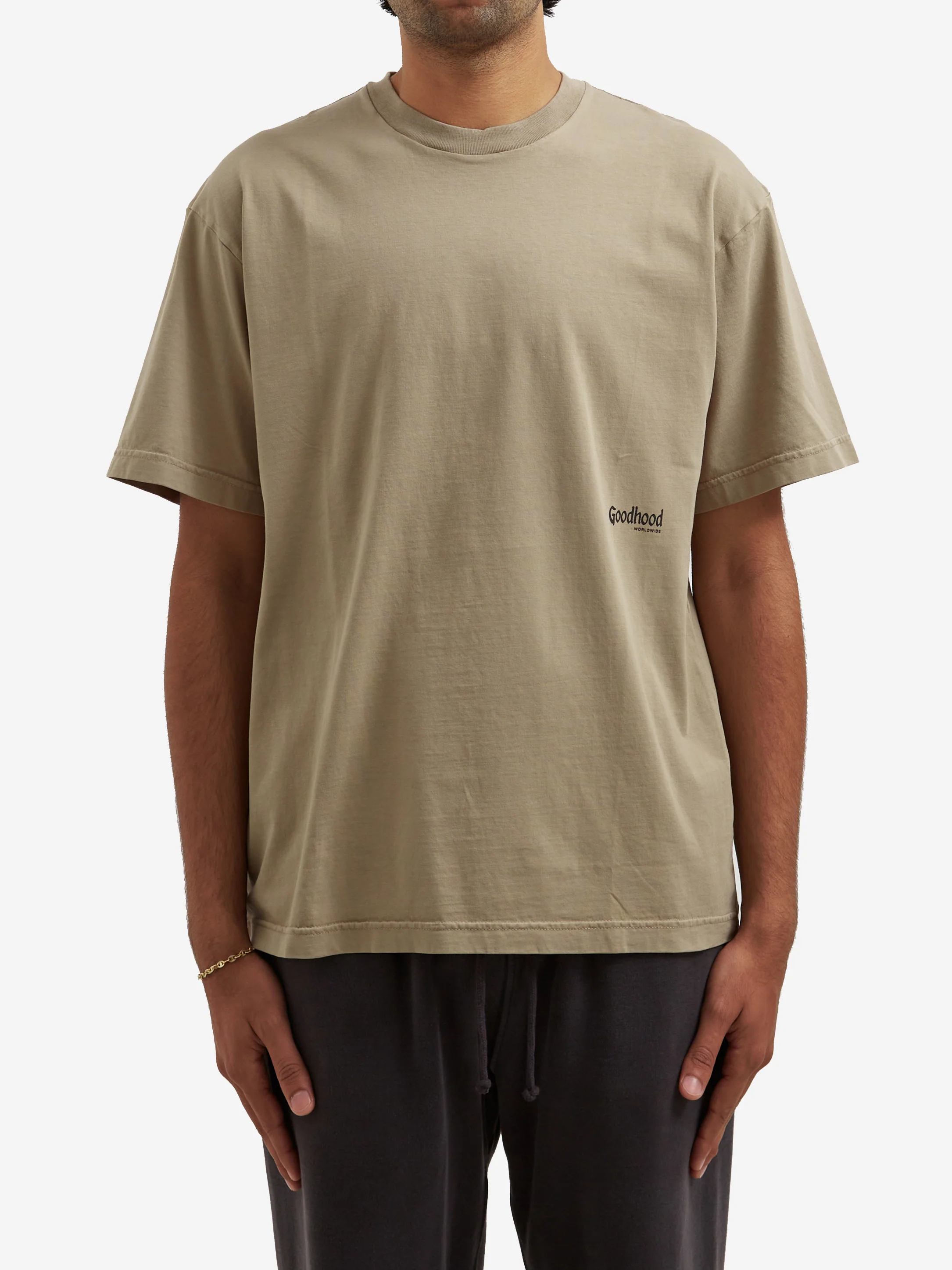 Goodhood Worldwide Washed Yologo T-Shirt - Faded Olive - Image 2
