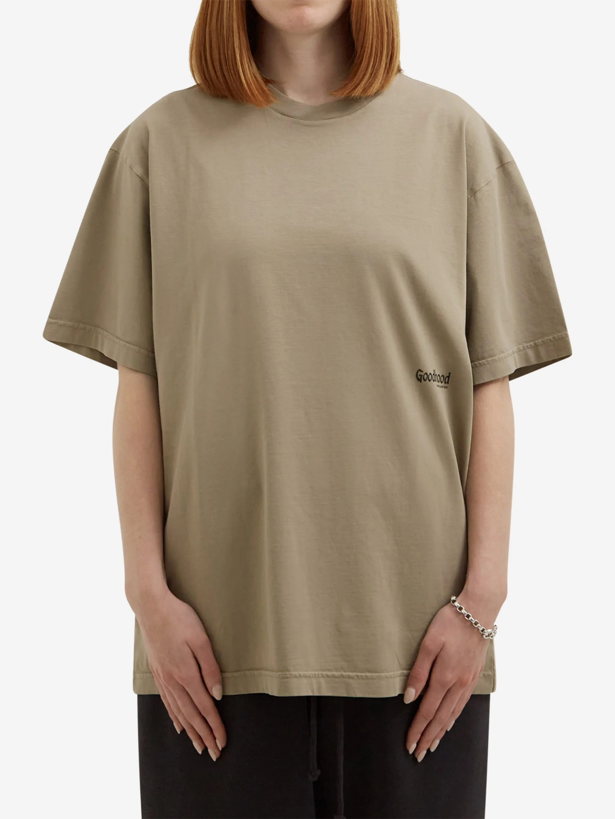 Goodhood Worldwide Washed Yologo T-Shirt - Faded Olive - Image 3