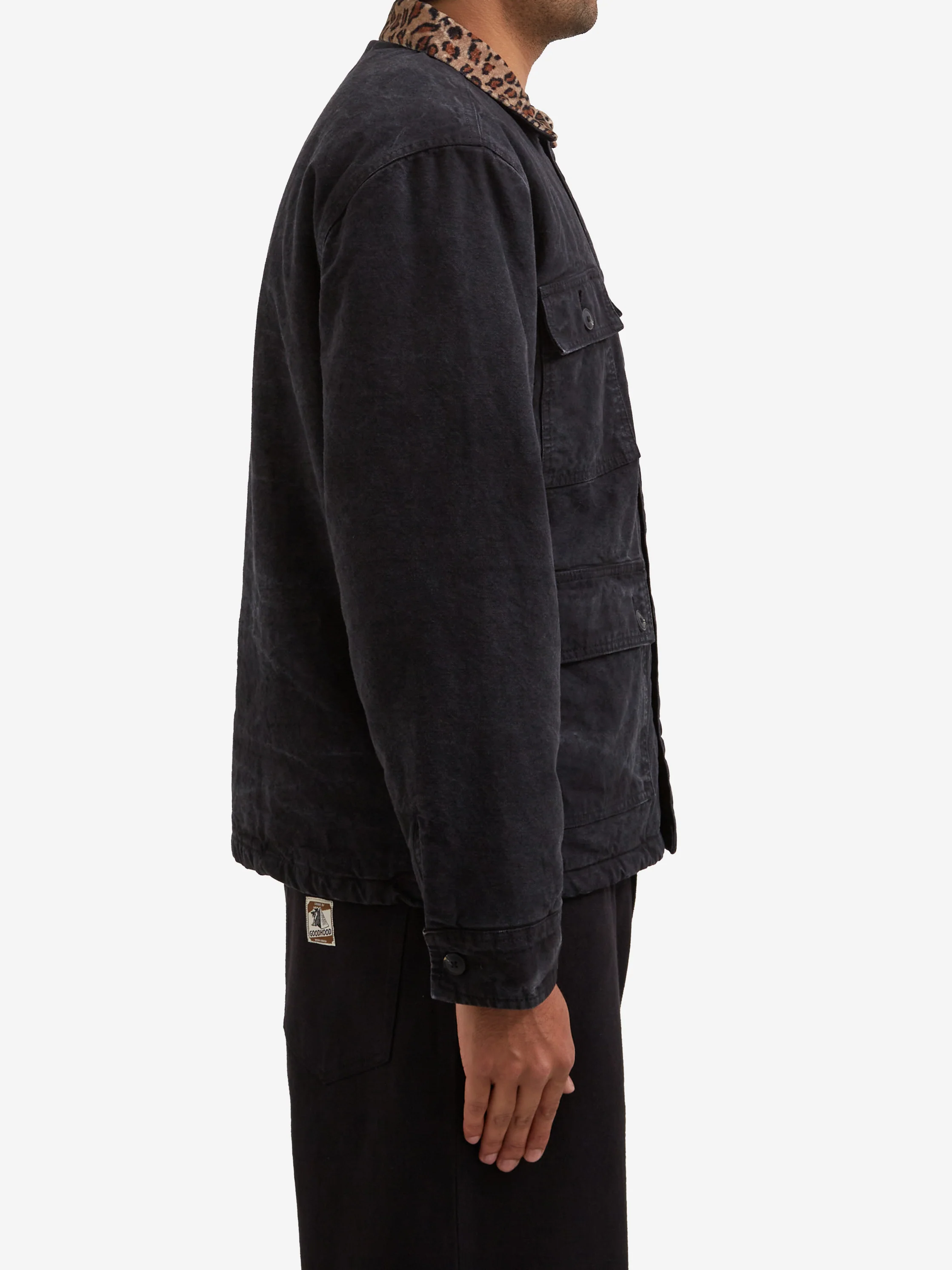 Goodhood Worldwide Workwear Jacket - Faded Black/Leopard - Image 10