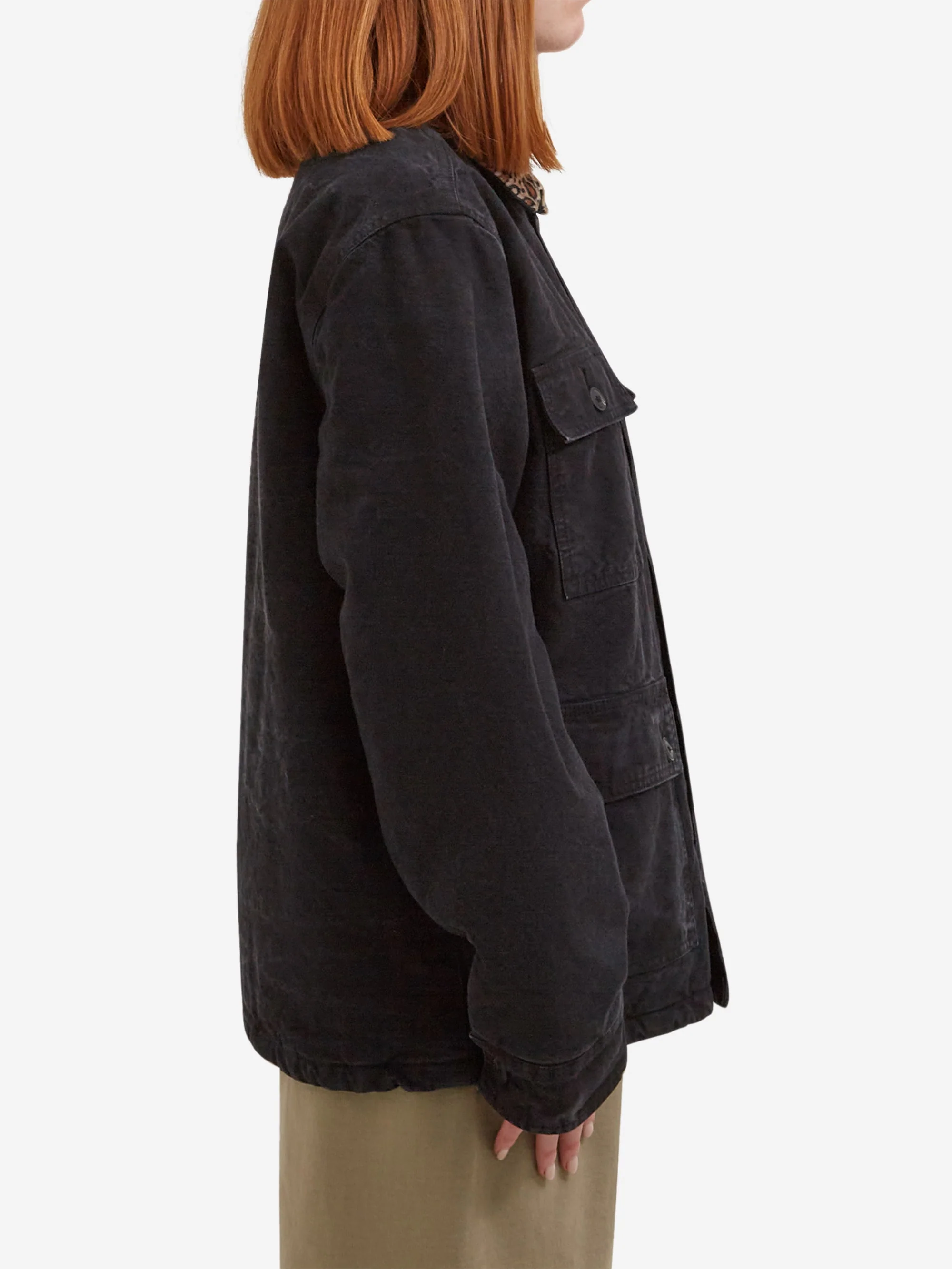 Goodhood Worldwide Workwear Jacket - Faded Black/Leopard - Image 11