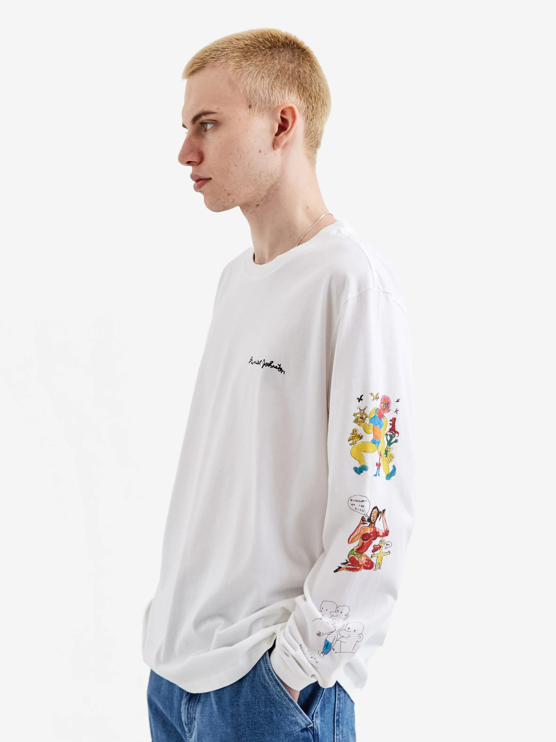 Goodhood x FOLK x Daniel Johnston White Longsleeve T-Shirt - White - Image 8