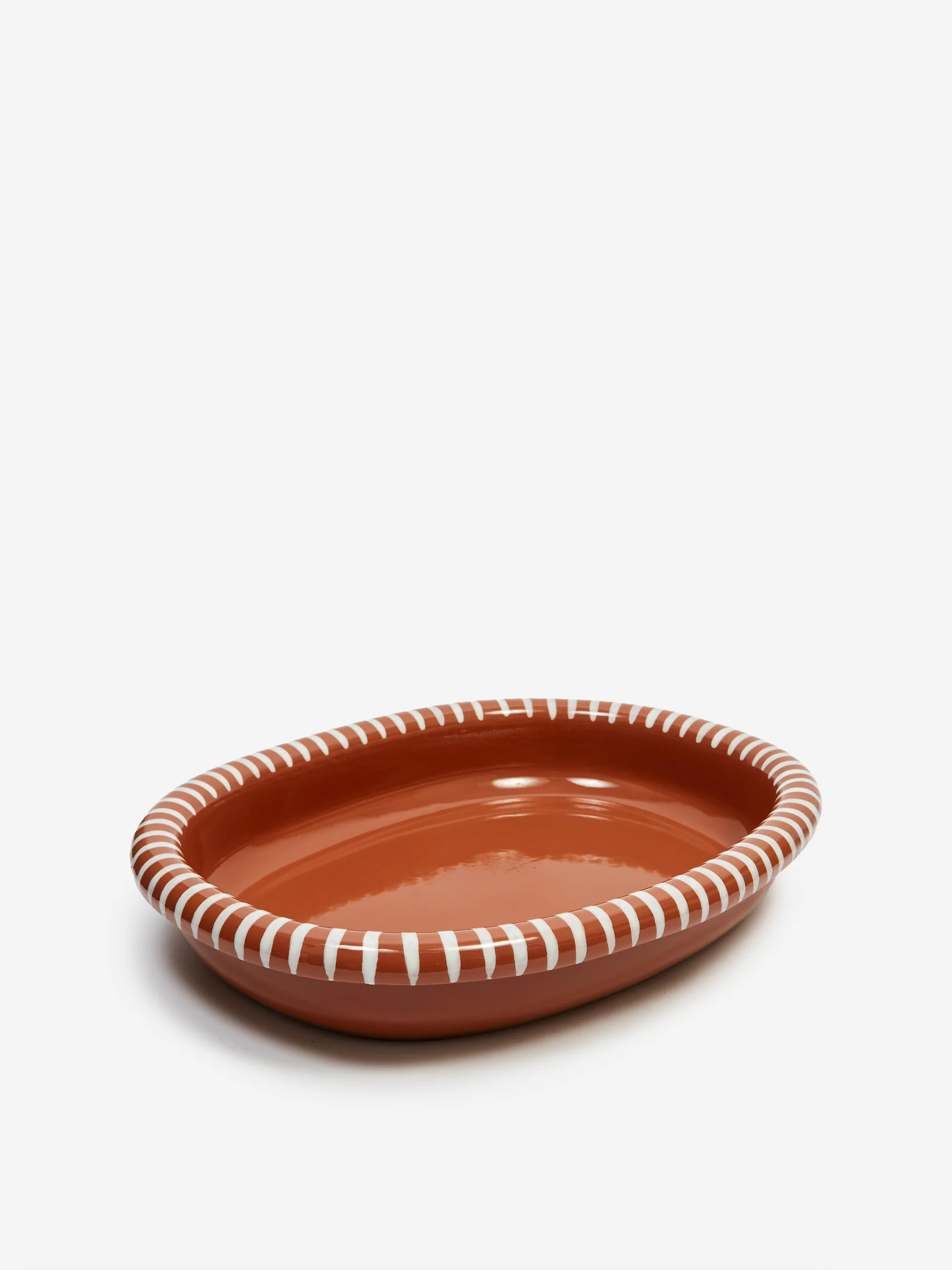 HAY Barro Oval Dish - Large - Natural With Stripes - Image 3