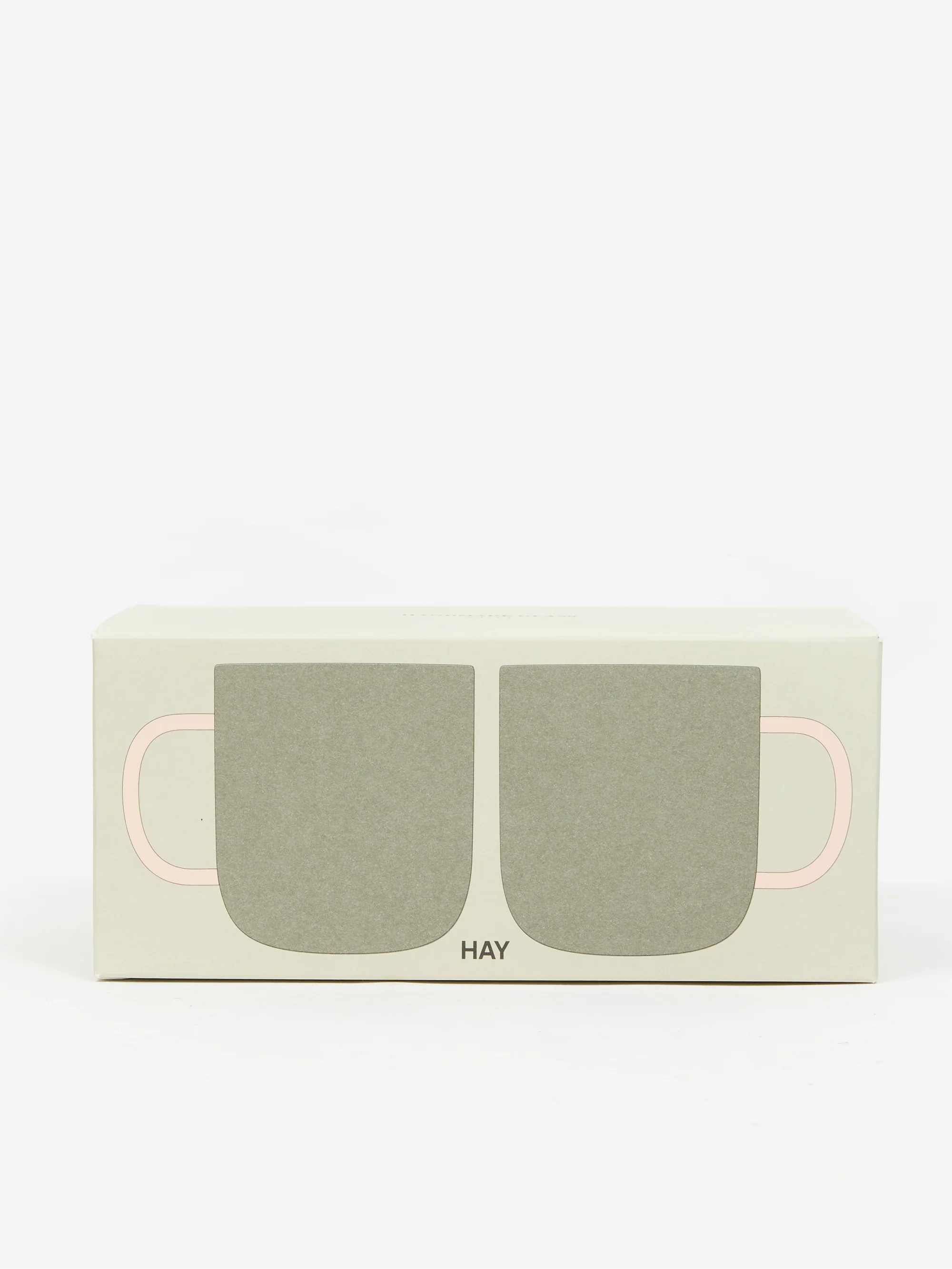 HAY Borosilicate Mug Set of 2 - Light Grey with Pink Handle - Image 2