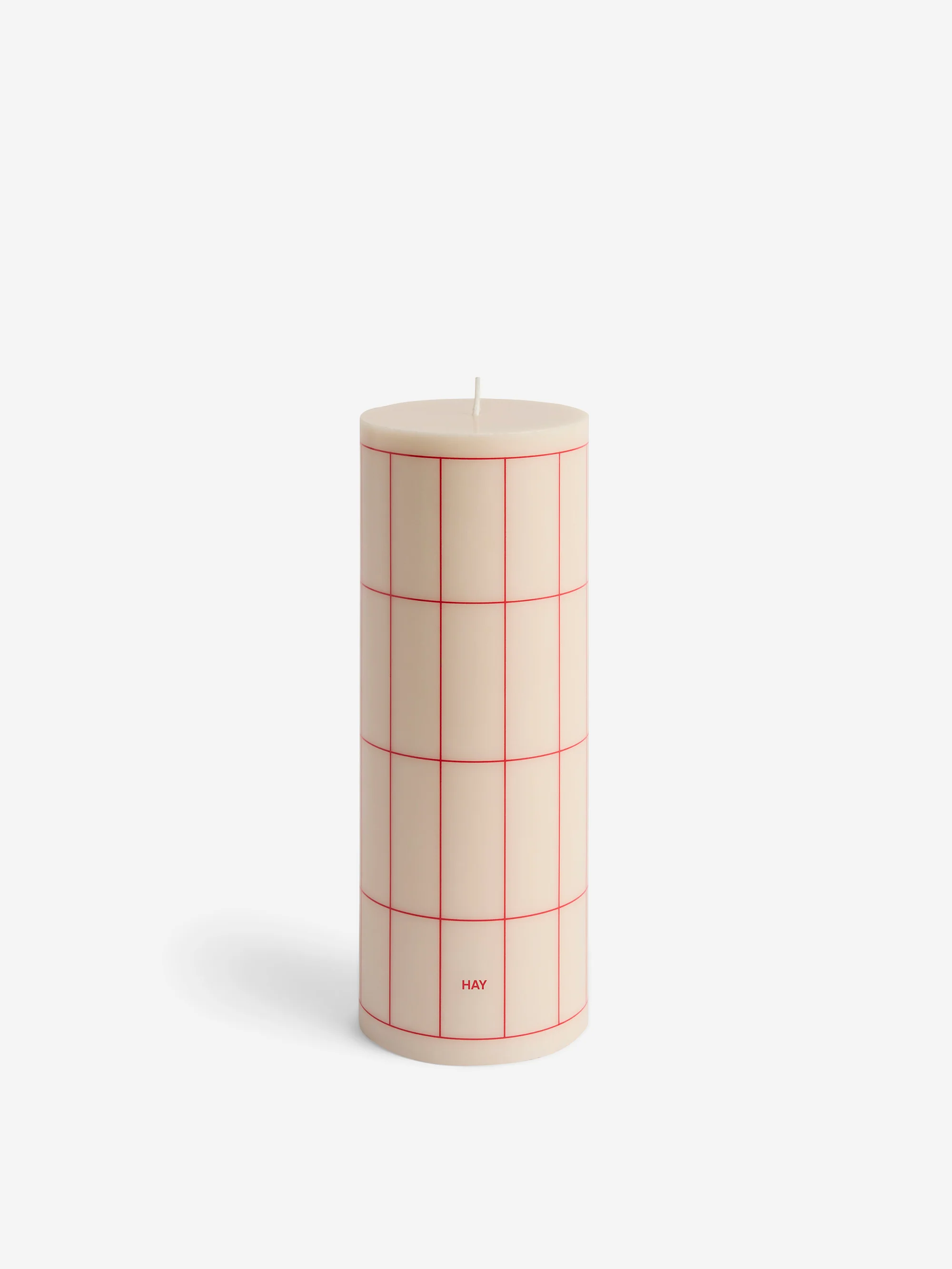 HAY Column Candle Large - Off-white with Red Grid Check