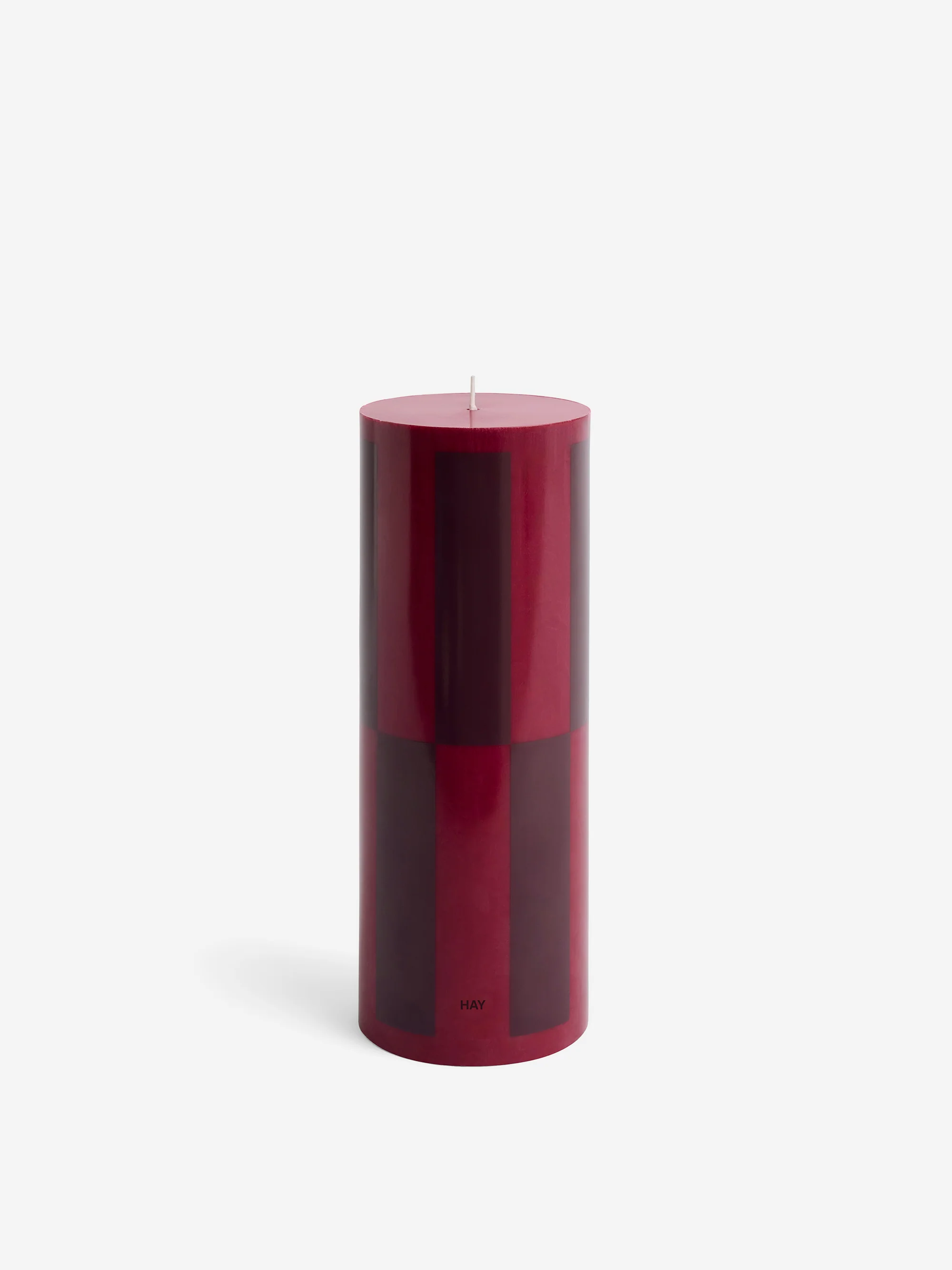 HAY Column Candle Large - Wine with Bordeaux Large Check
