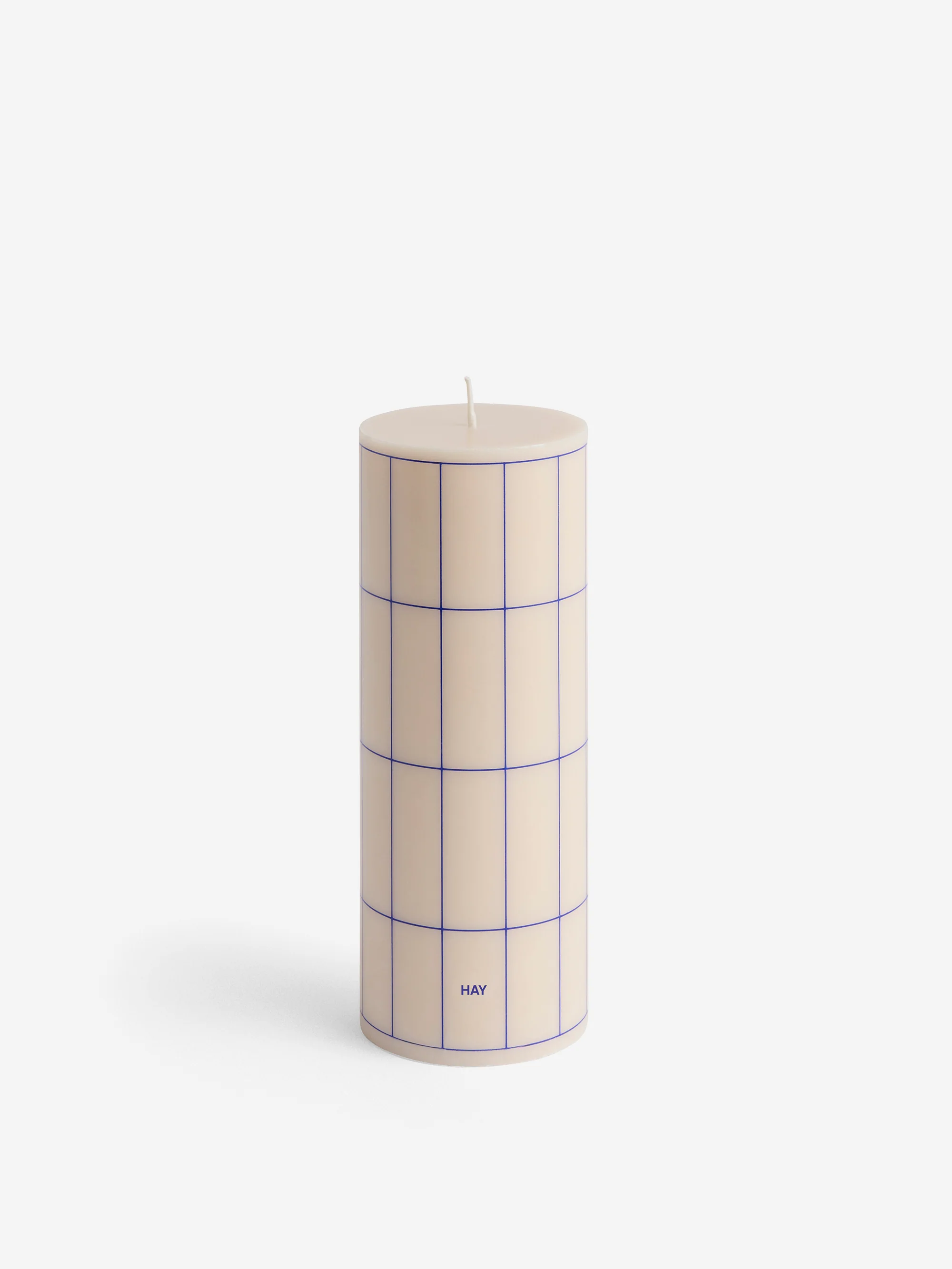 HAY Column Candle Medium - Off-white with Blue Grid Check