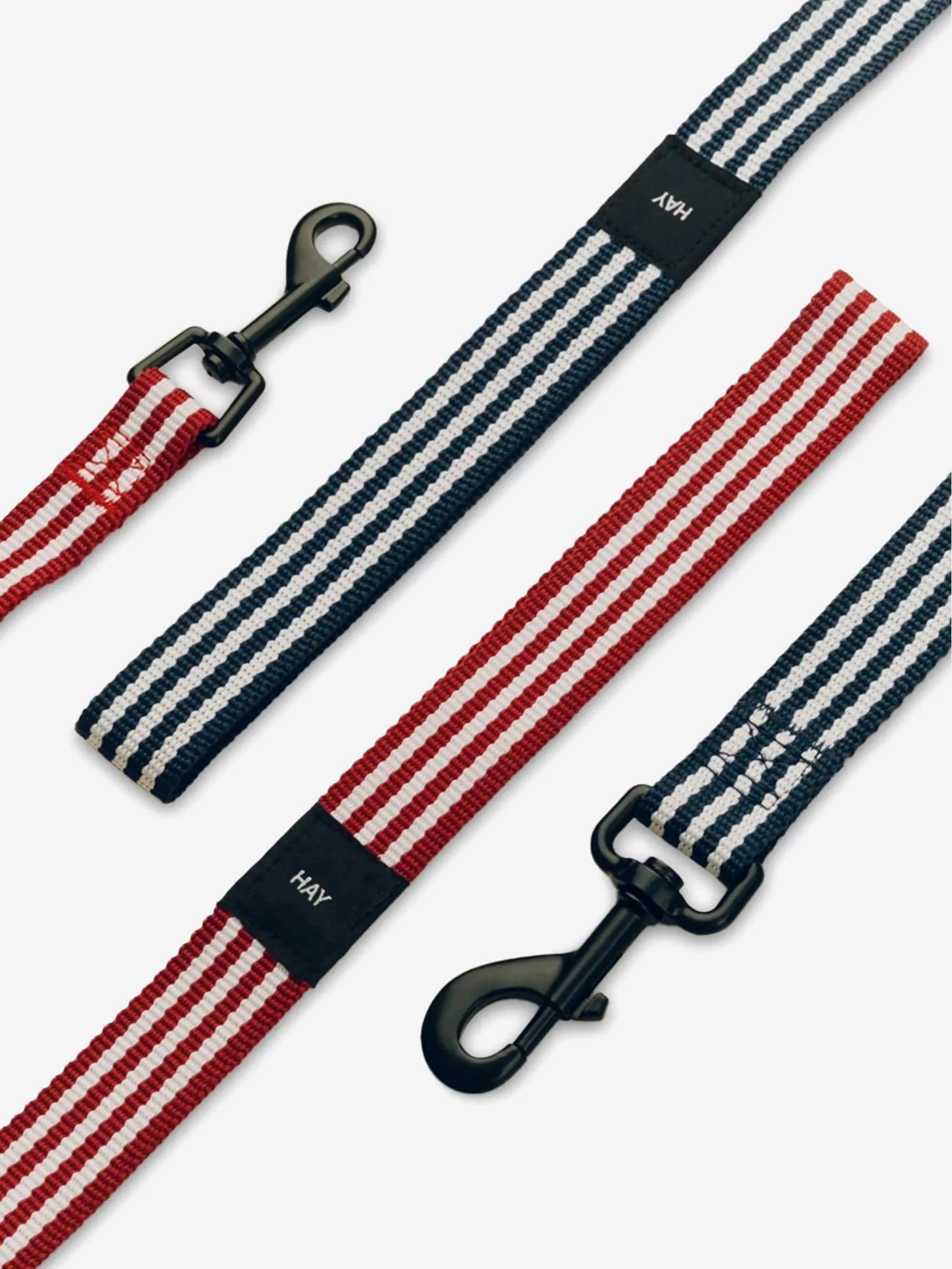 HAY Dogs Leash Flat (S/M) - Blue and White Stripe - Image 2
