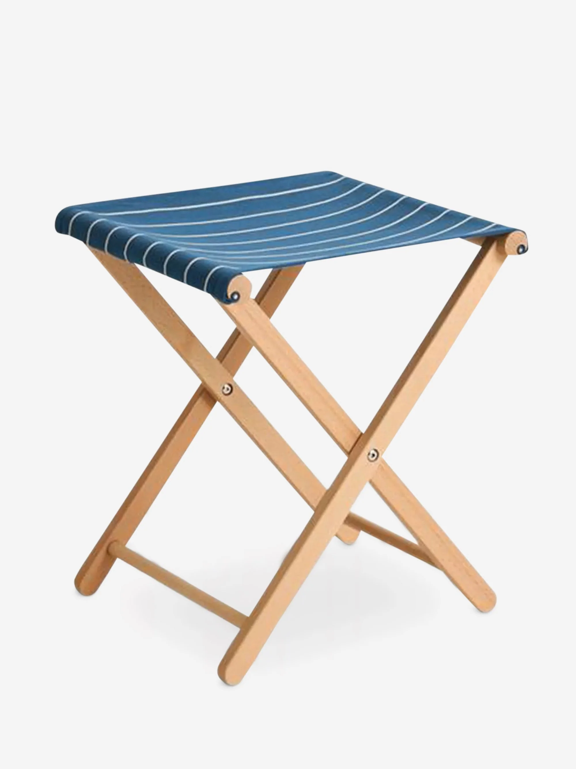 HAY Outdoor Market Folding Stool - Blue with Beige Stripe
