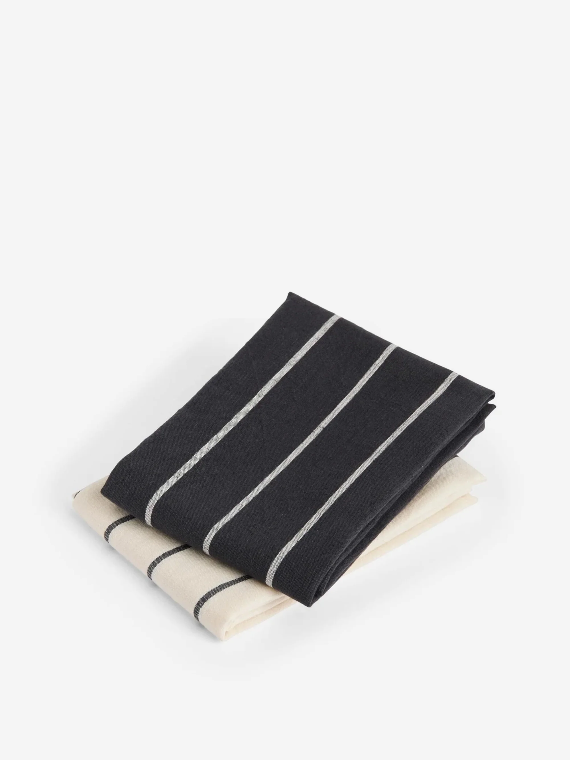 HAY Outdoor Market Tea Towel (Set of 2) - Black with Beige Stripe