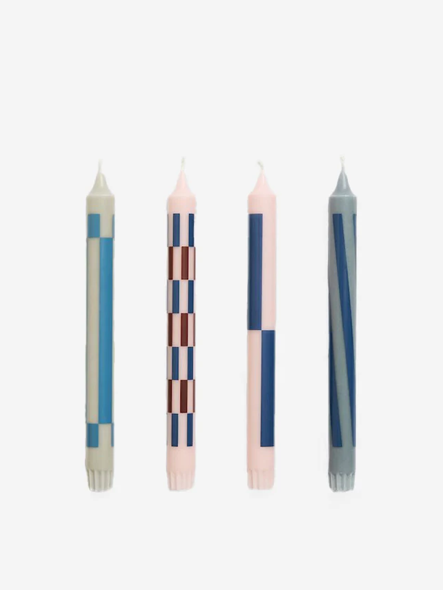 HAY Pattern Candle - Light Pink And Blues Set Of 4