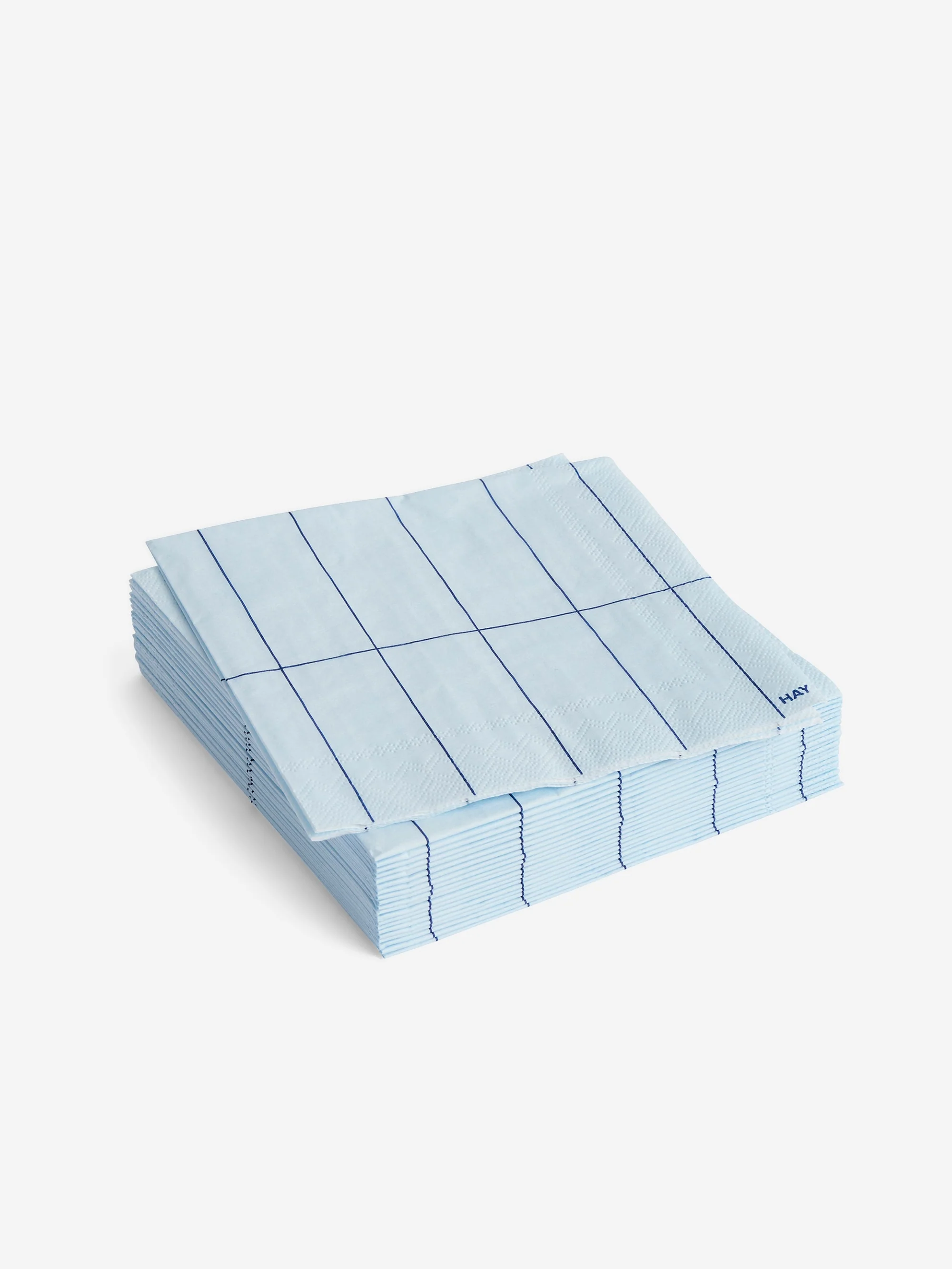 HAY Pattern Napkins Cocktail Set of 20 - Light Blue and Blue Grid