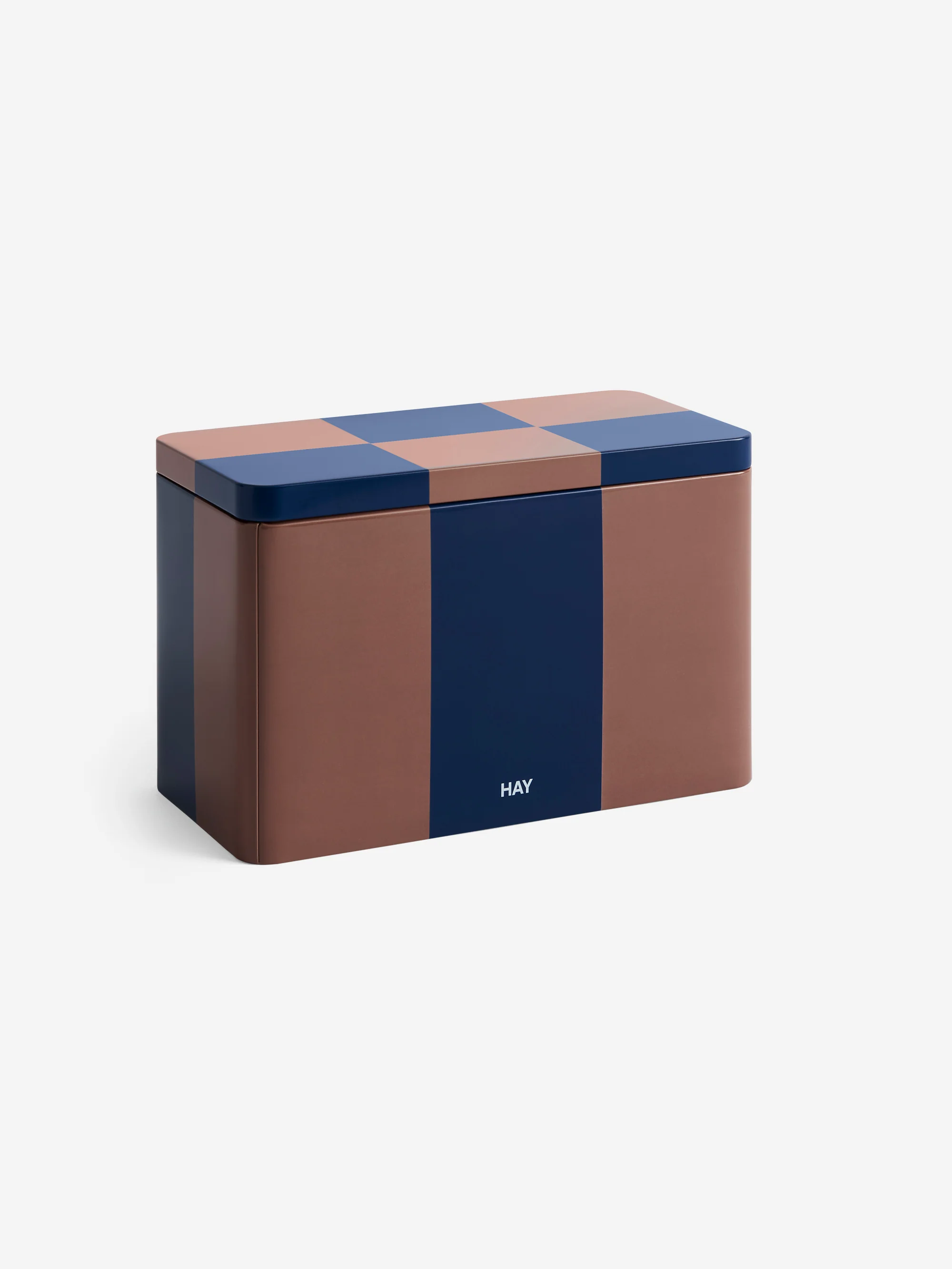 HAY Tin Container Medium - Brown and Midnight blue