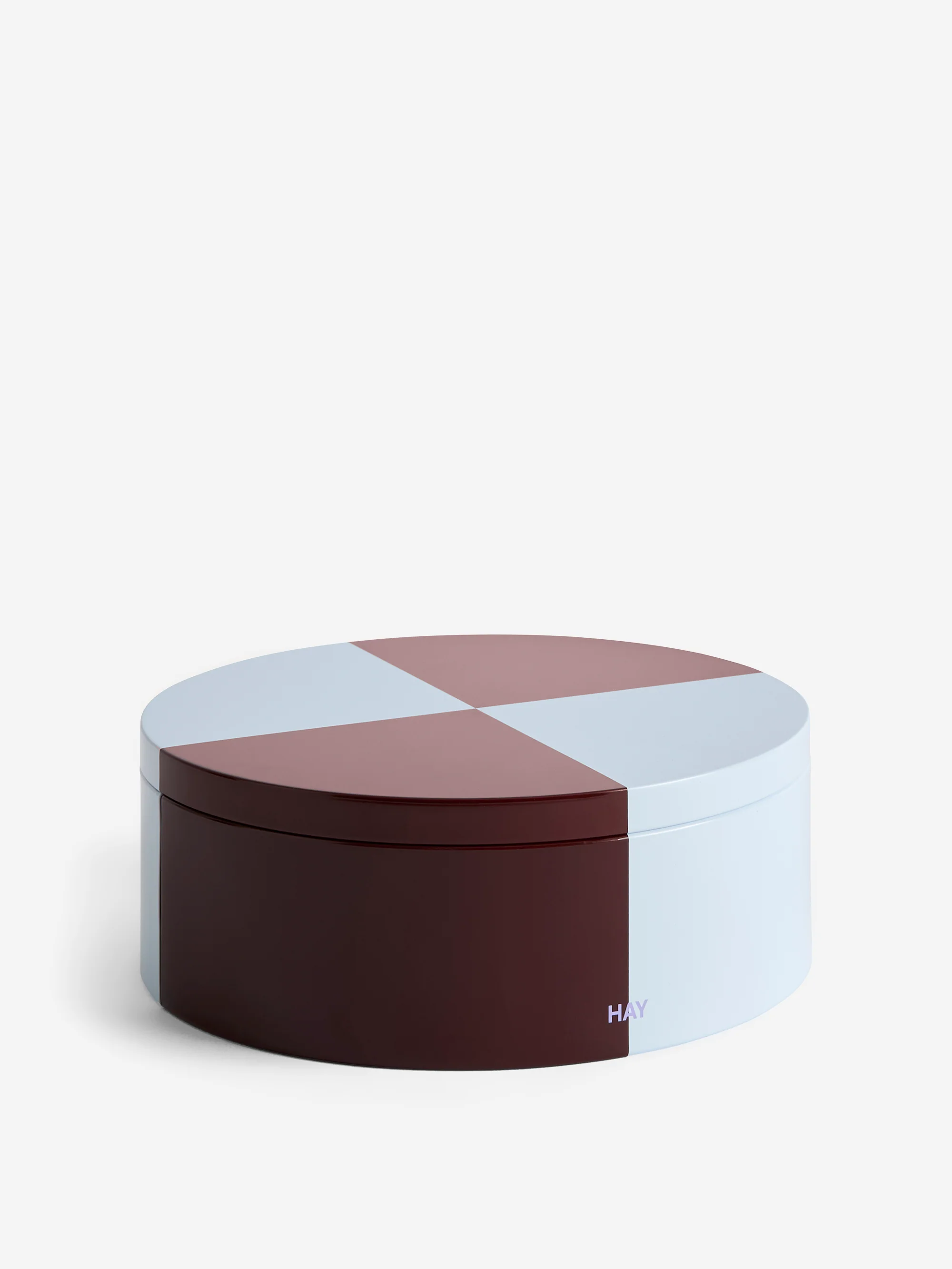 HAY Tin Container Round - Burgundy and Ice Blue